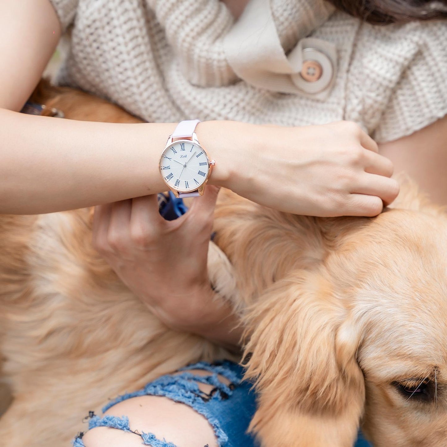 Reloj Zeit Analogo Para Dama Clasic Time Carcaza Oro Correa Tactopiel