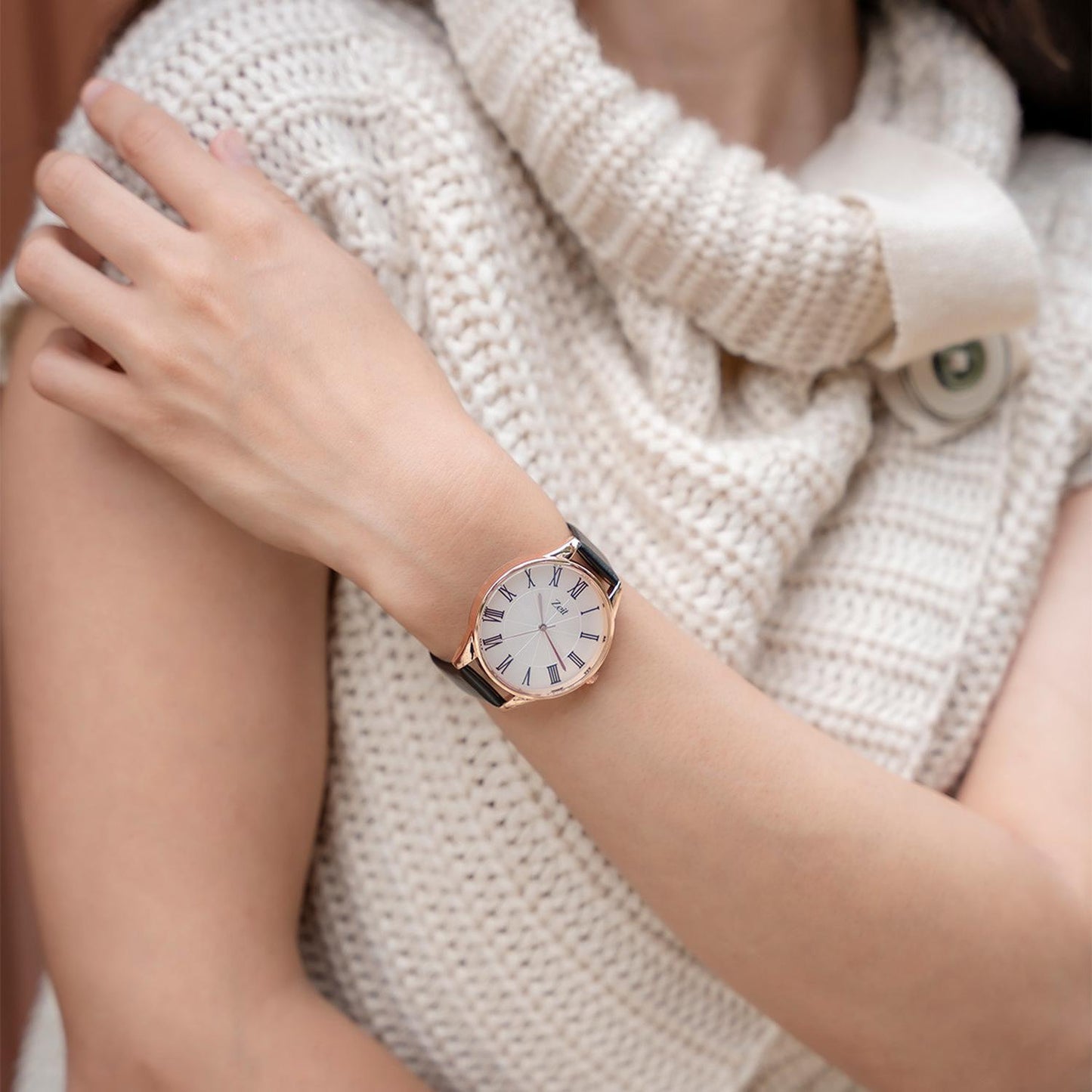 Reloj Zeit Analogo Para Dama Clasic Time Carcaza Oro Correa Tactopiel
