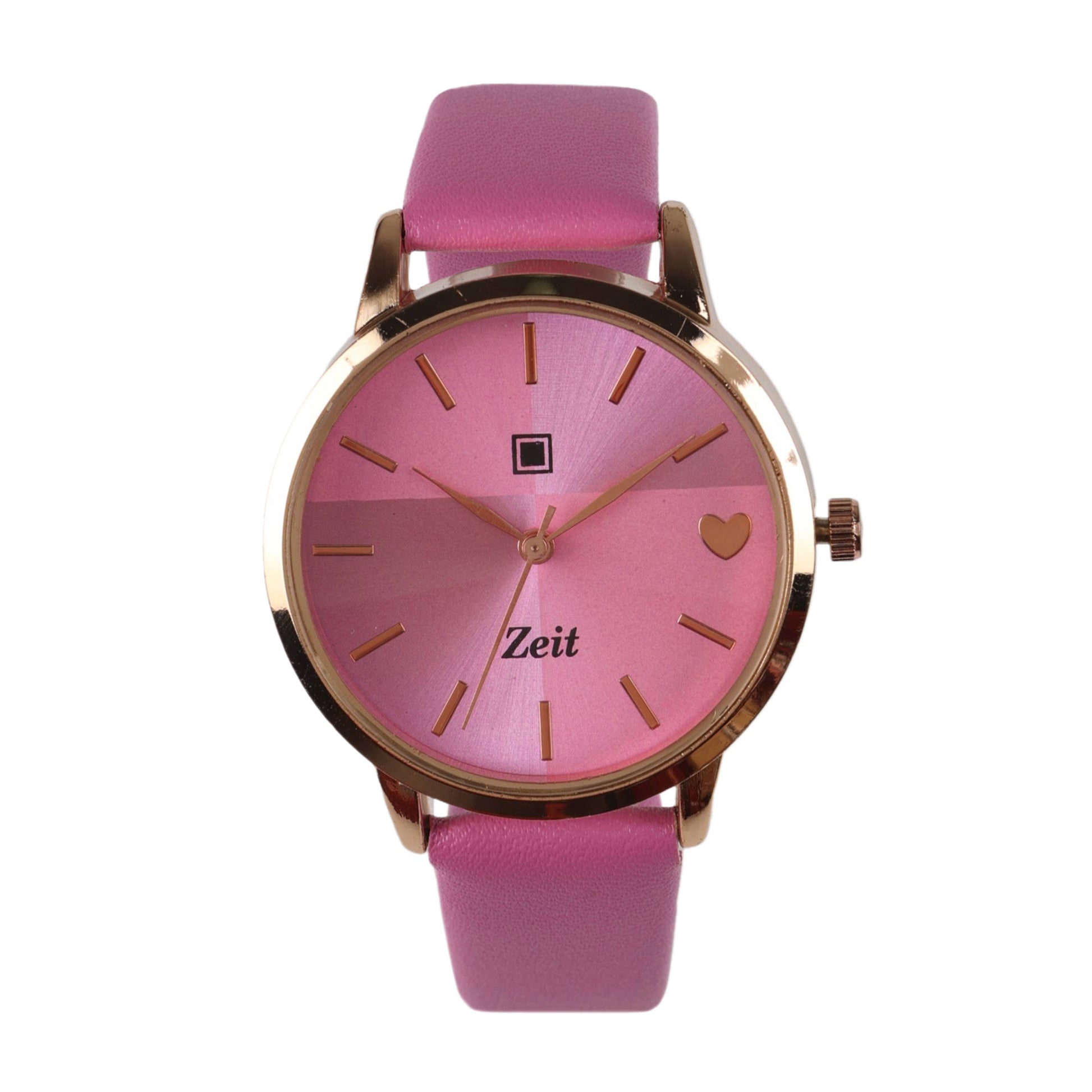 Reloj Zeit Análogo para Dama con Correa de Tacto Piel y Corazones en Indicadores