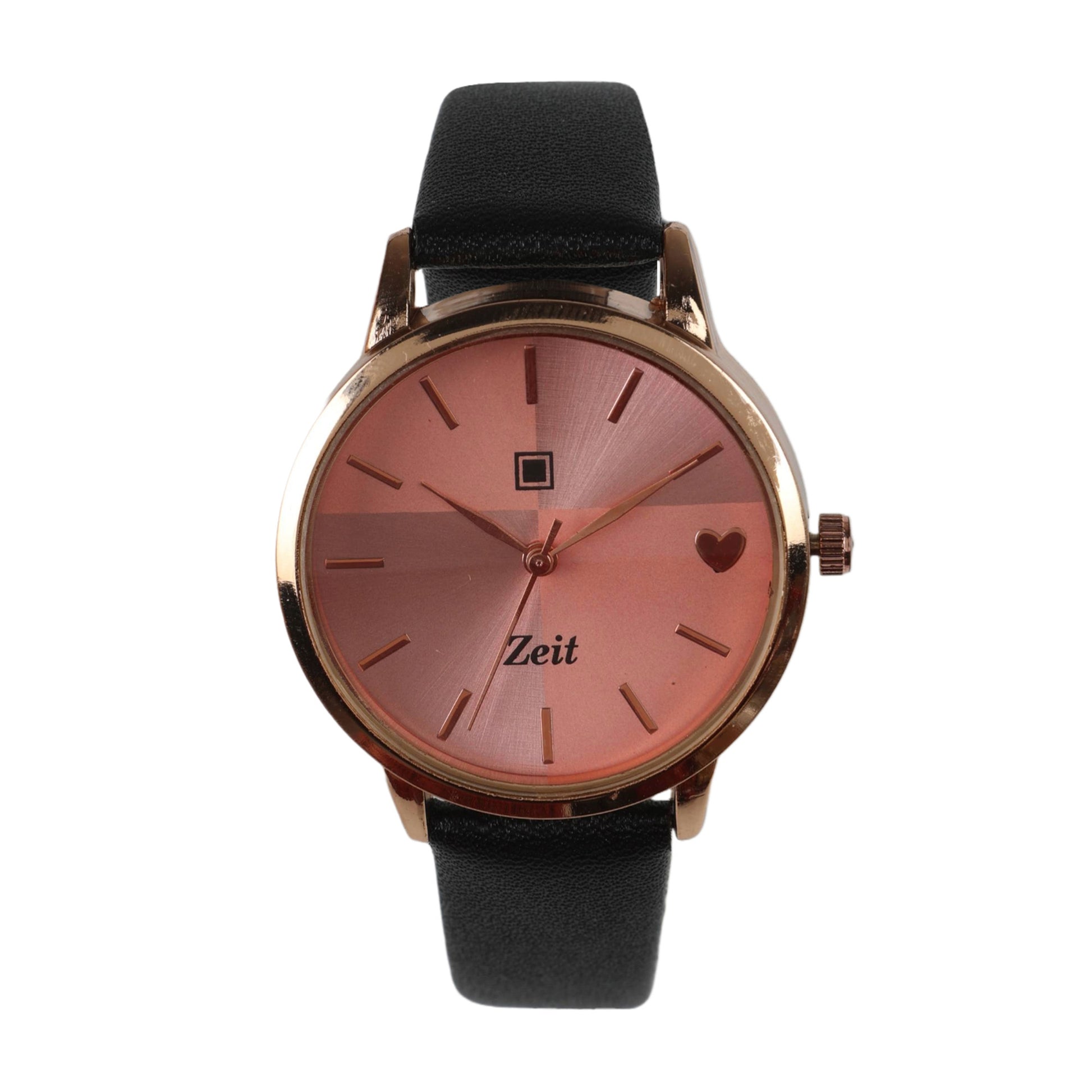 Reloj Zeit Análogo para Dama con Correa de Tacto Piel y Corazones en Indicadores