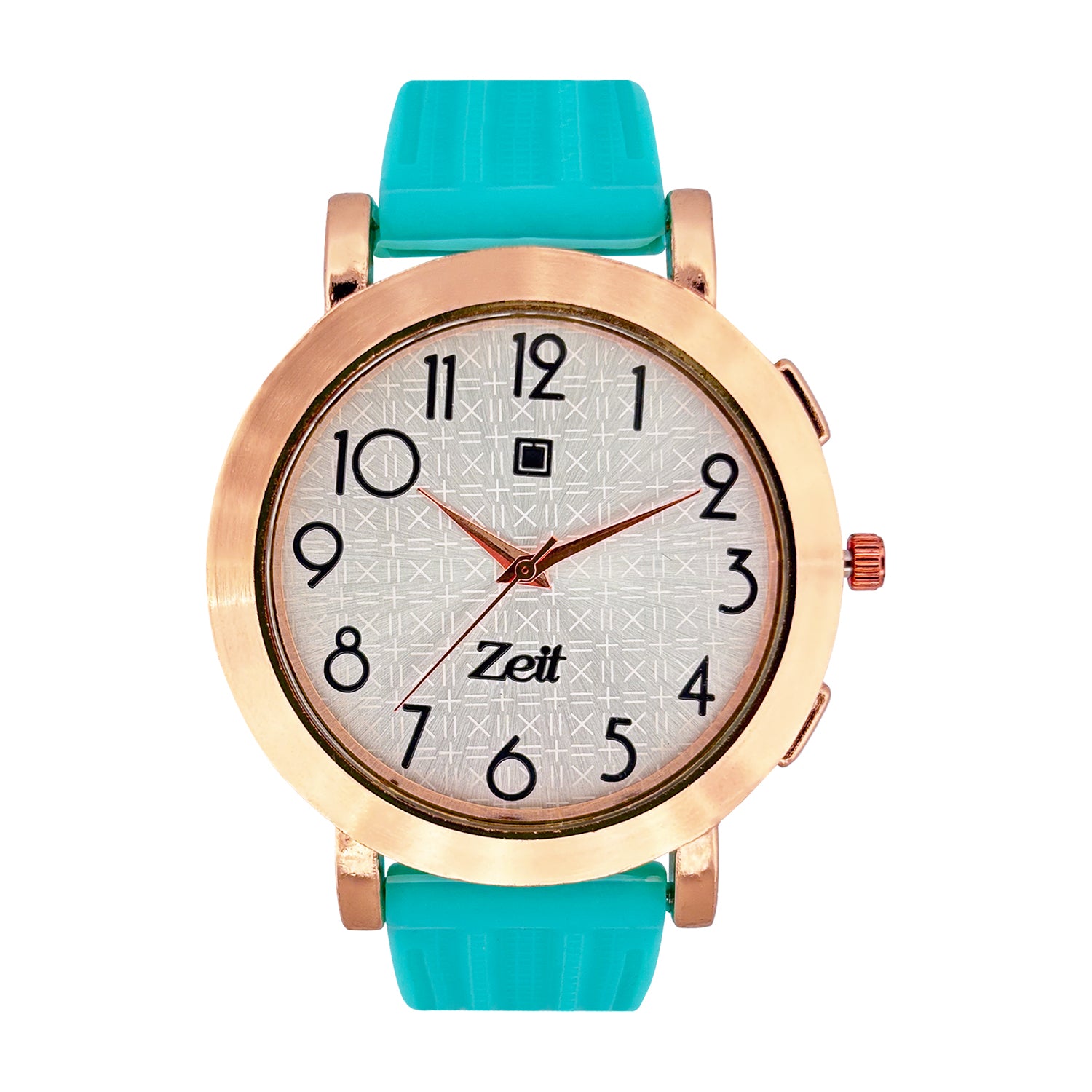 Reloj Zeit Analogo para Dama con Correa de Silicon y Caratula con Textura Metal