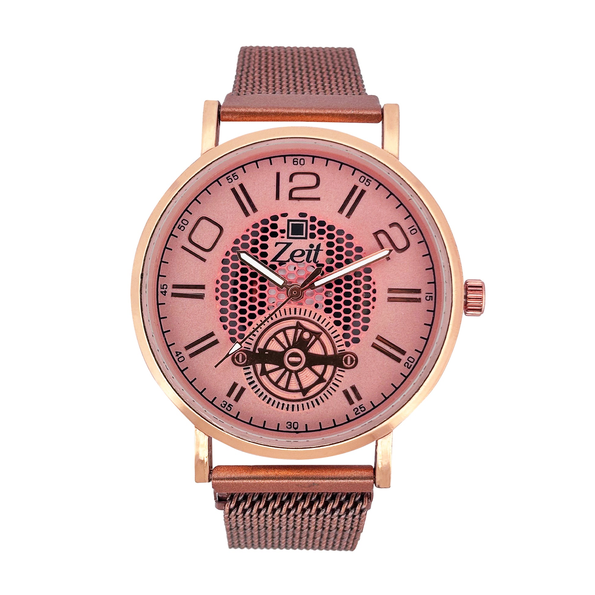 Reloj Zeit Analogo para Caballero con Correa de Mesh y Textura Malla en Caratula