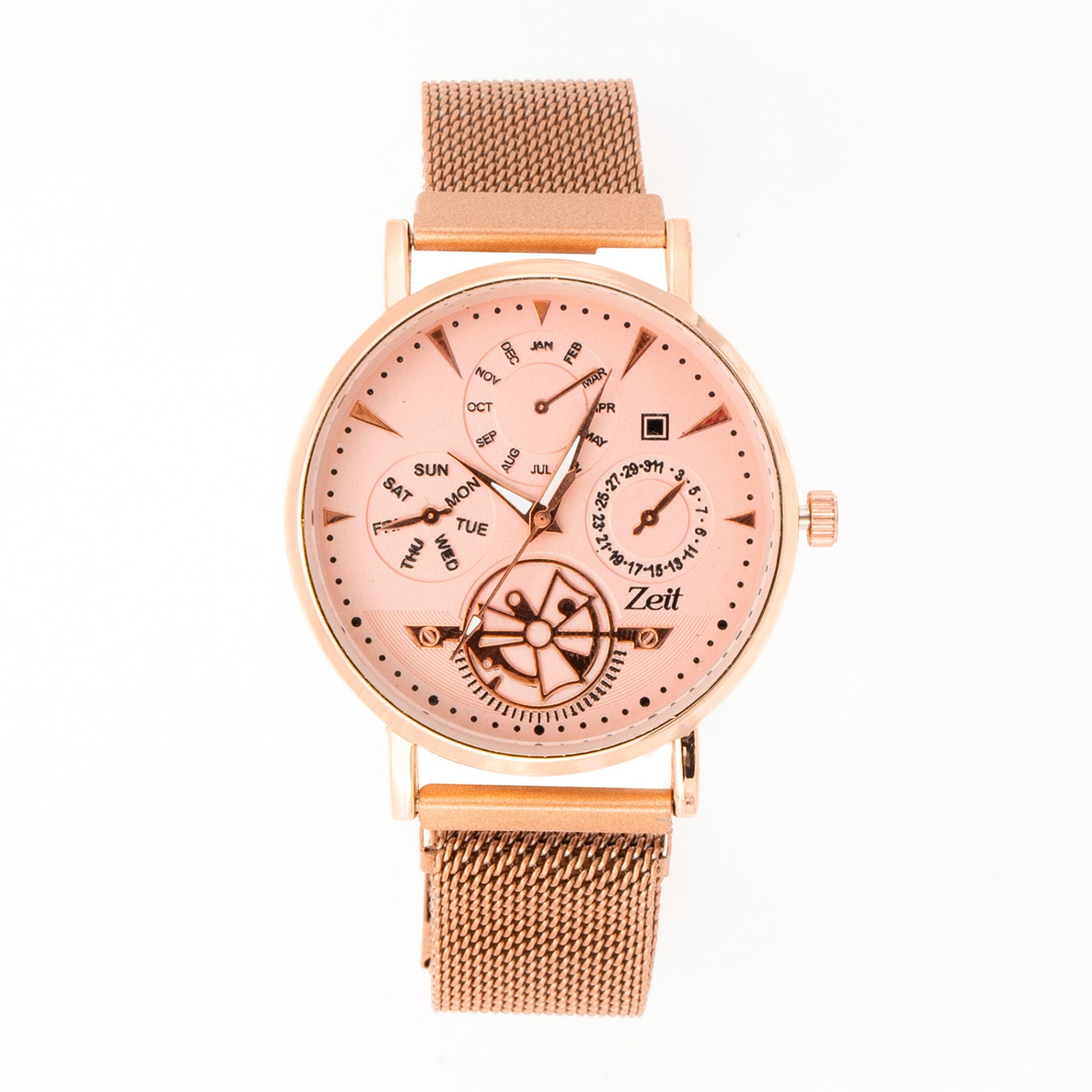 Reloj Zeit Analogo para Caballero con Correa de Mesh y Textura Malla en Caratula