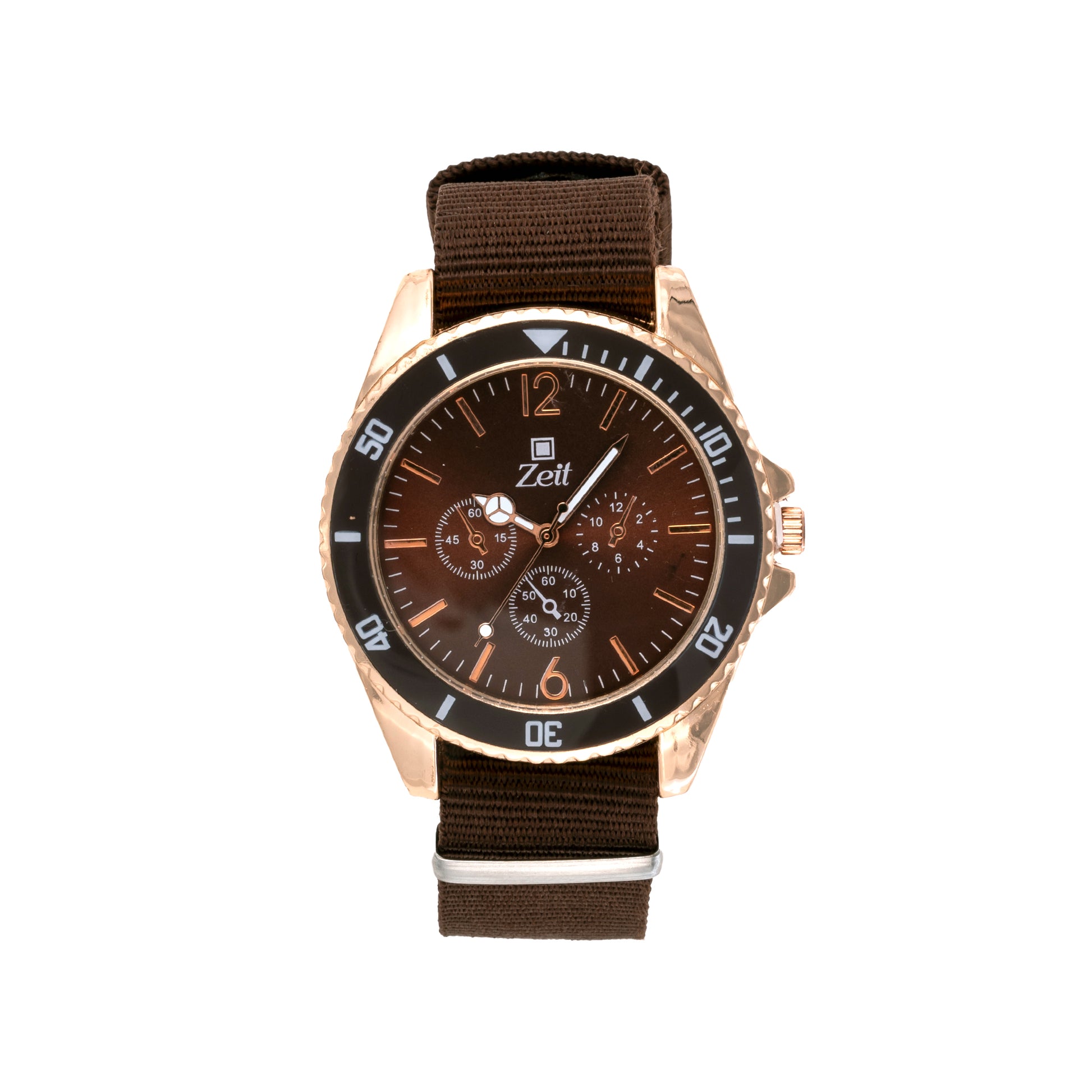 Reloj Zeit Analogo Para Caballero Correa De Lona y Bisel con Numeros