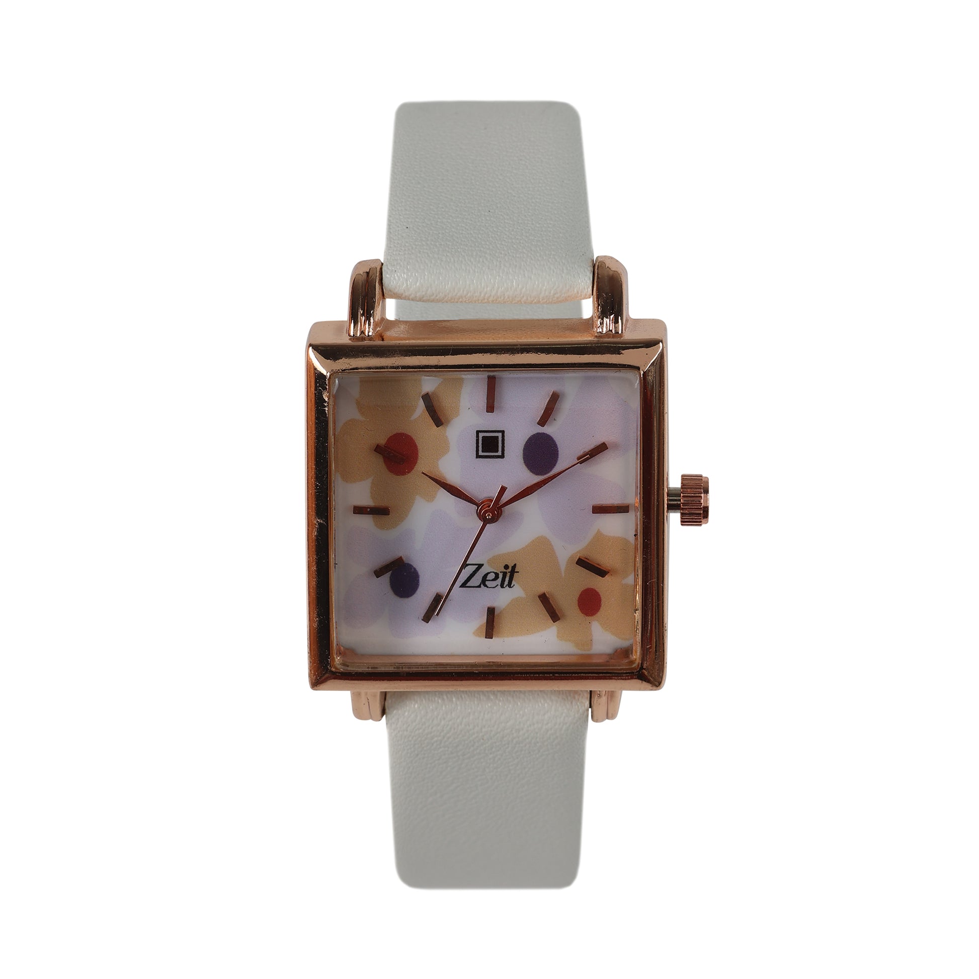 Reloj Zeit Analogo para Dama con Correa de Tacto Piel y Caratula con Flores