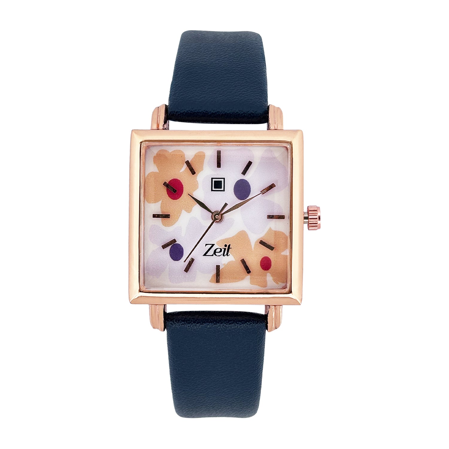 Reloj Zeit Analogo para Dama con Correa de Tacto Piel y Caratula con Flores