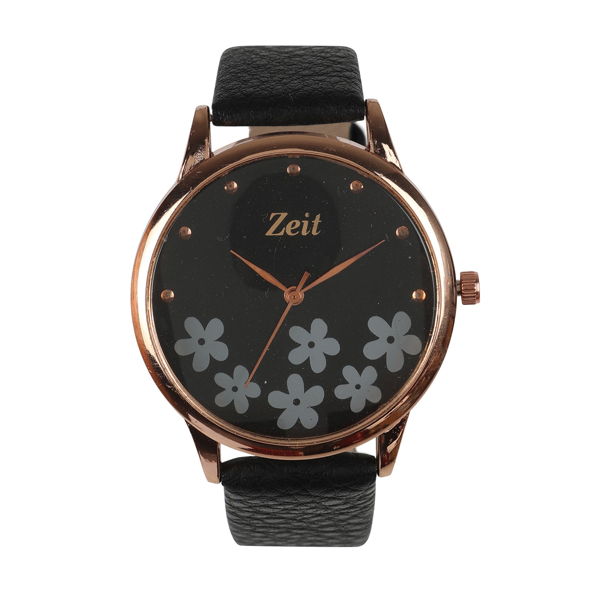 Reloj Zeit Análogo para Dama con Correa de Tacto Piel y Carátula con Flores