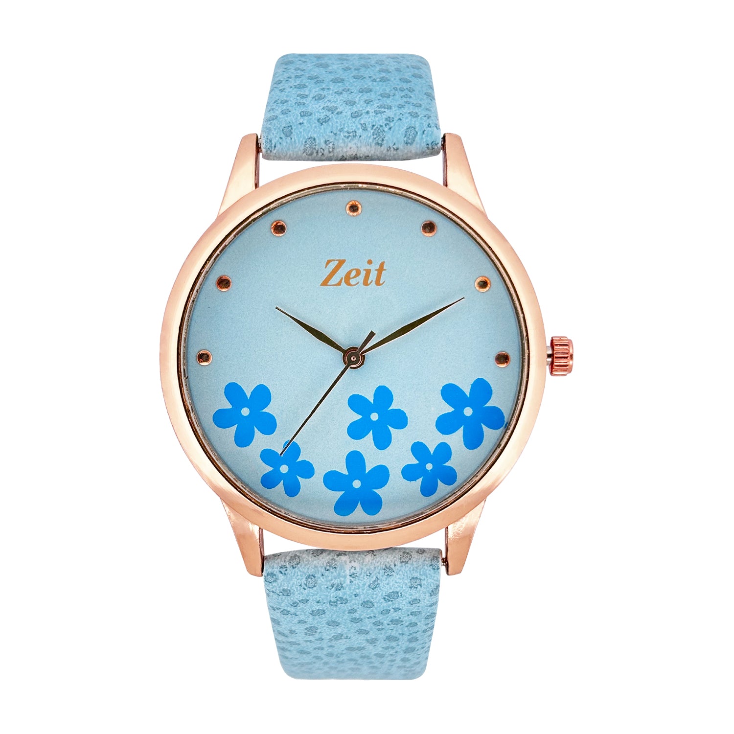 Reloj Zeit Análogo para Dama con Correa de Tacto Piel y Carátula con Flores