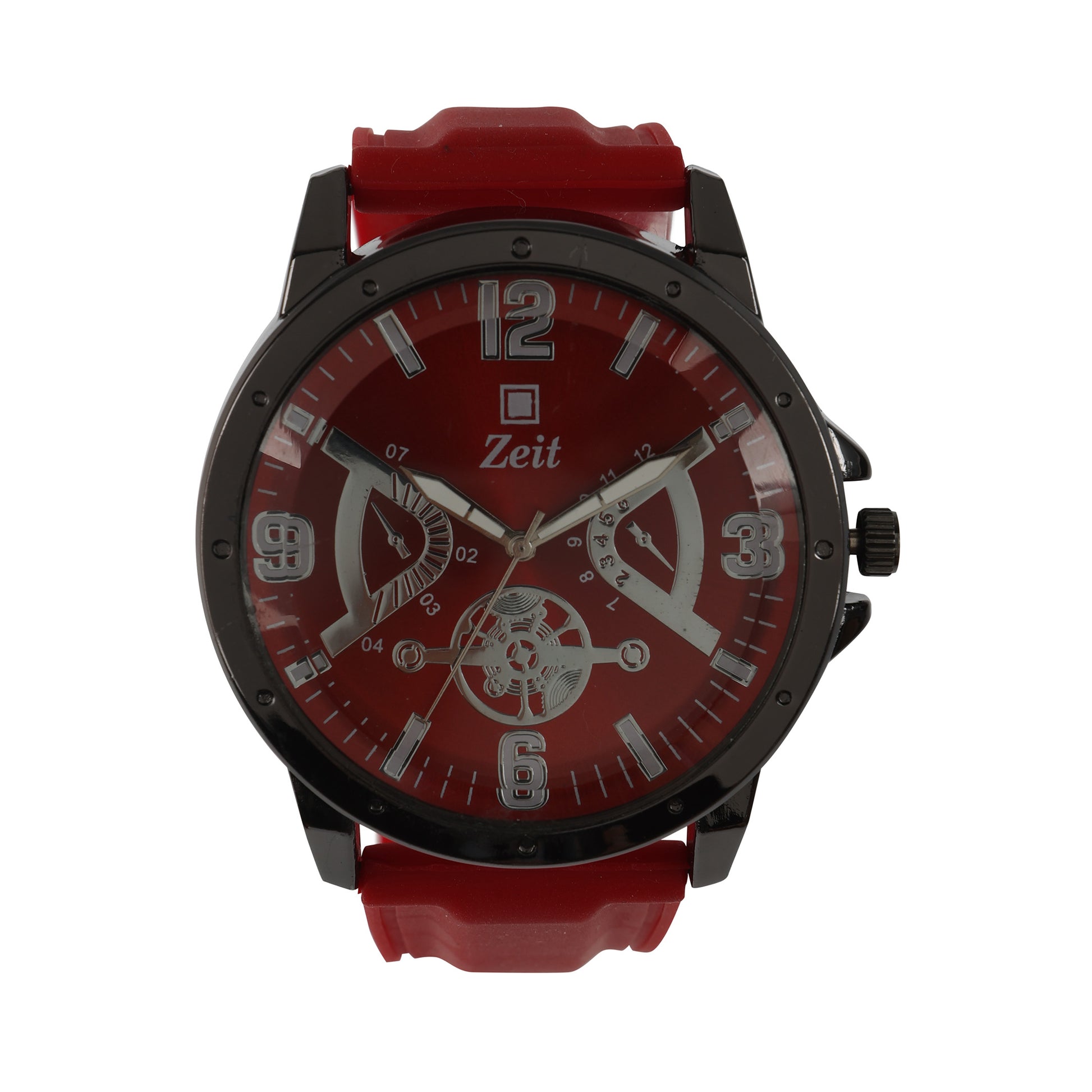 Reloj Zeit Analogo Para Caballero Correa de Silicon Caratula Metalica con Simuladores