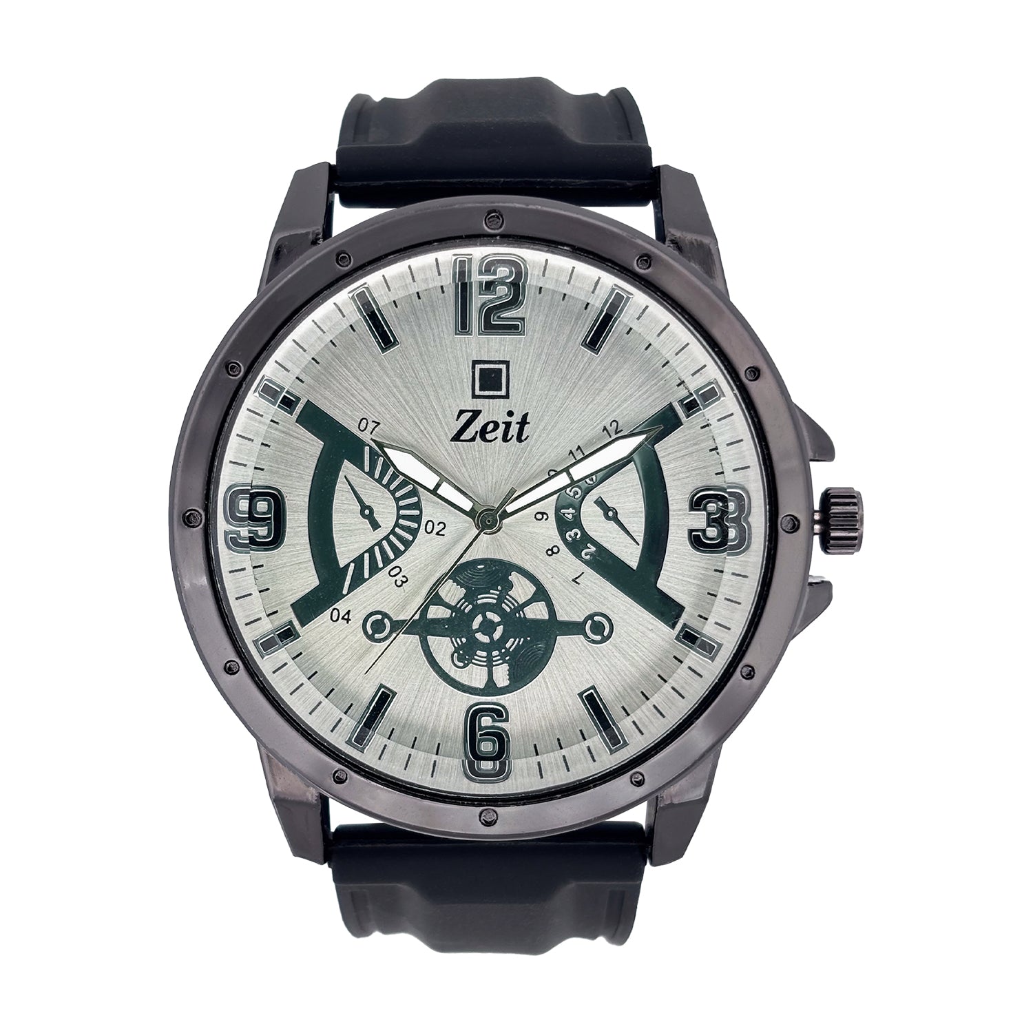 Reloj Zeit Analogo Para Caballero Correa de Silicon Caratula Metalica con Simuladores