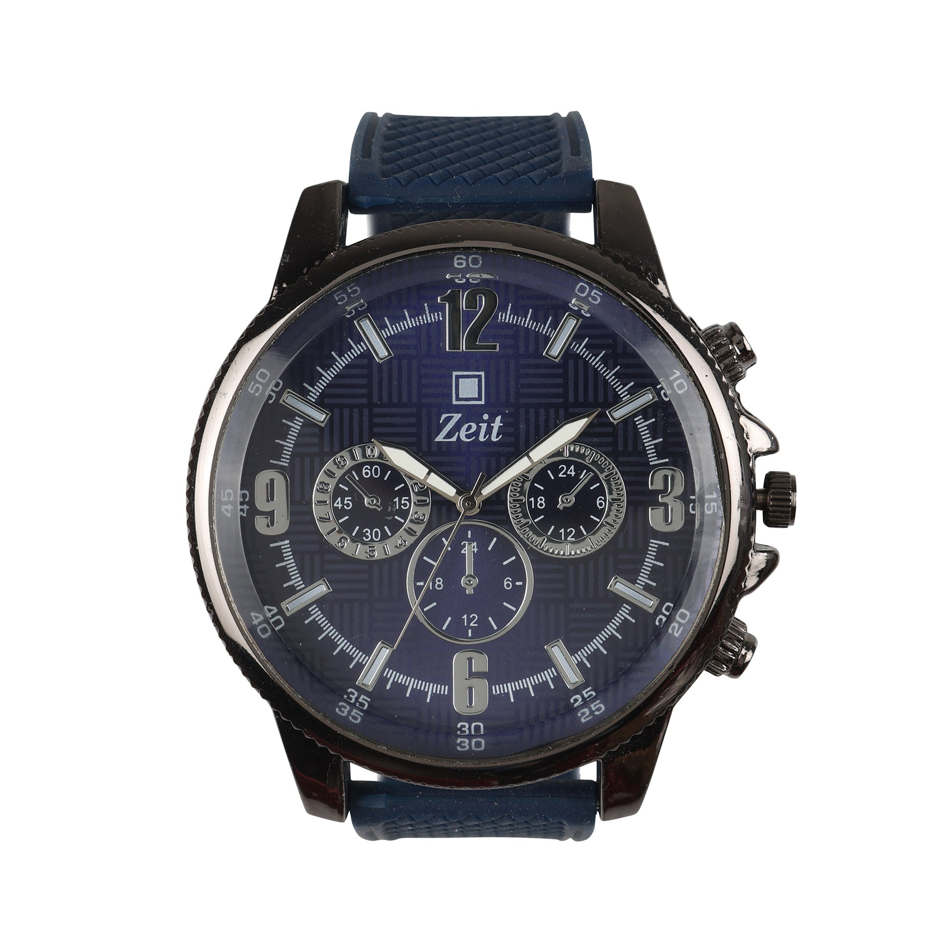 Reloj Zeit Caballero Analogo Correa de Silicon Caratula Metalica con Simuladores