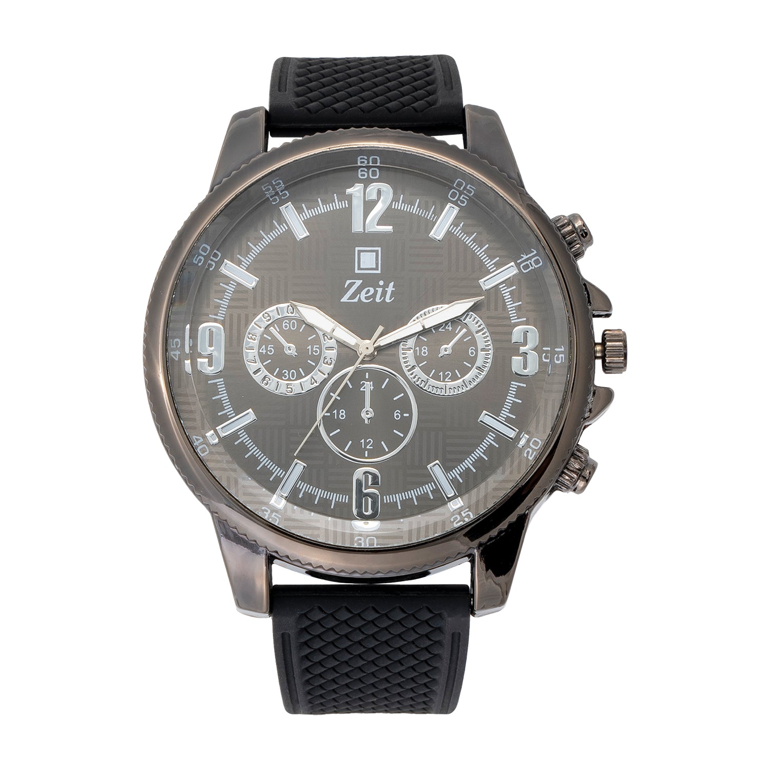 Reloj Zeit Caballero Analogo Correa de Silicon Caratula Metalica con Simuladores