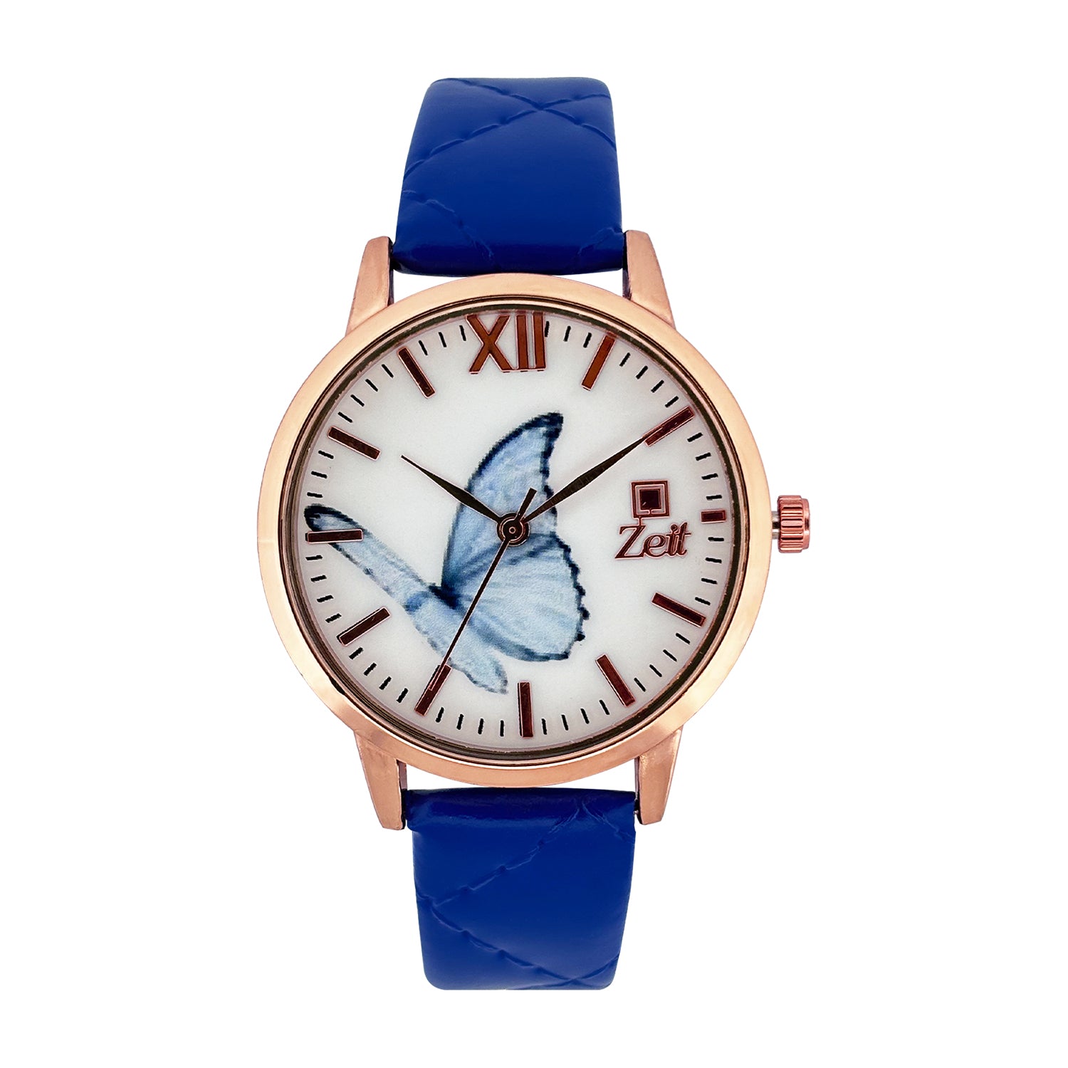 Reloj Zeit Análogo para Dama con Correa de Tacto Piel y Carátula con Mariposa