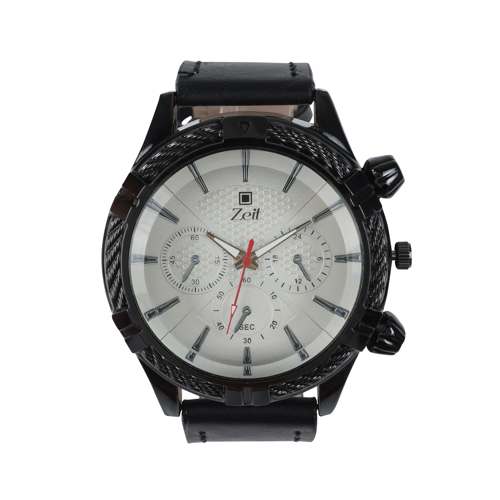 Reloj Zeit Caballero Analogo Casual Correa De Tactopiel con Simuladores en Caratula