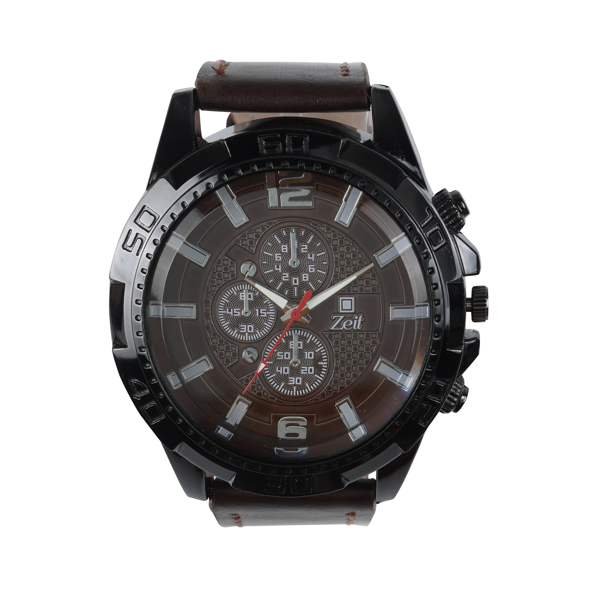 Reloj Zeit Caballero Analogo Casual Correa De Tactopiel con Simuladores en Caratula