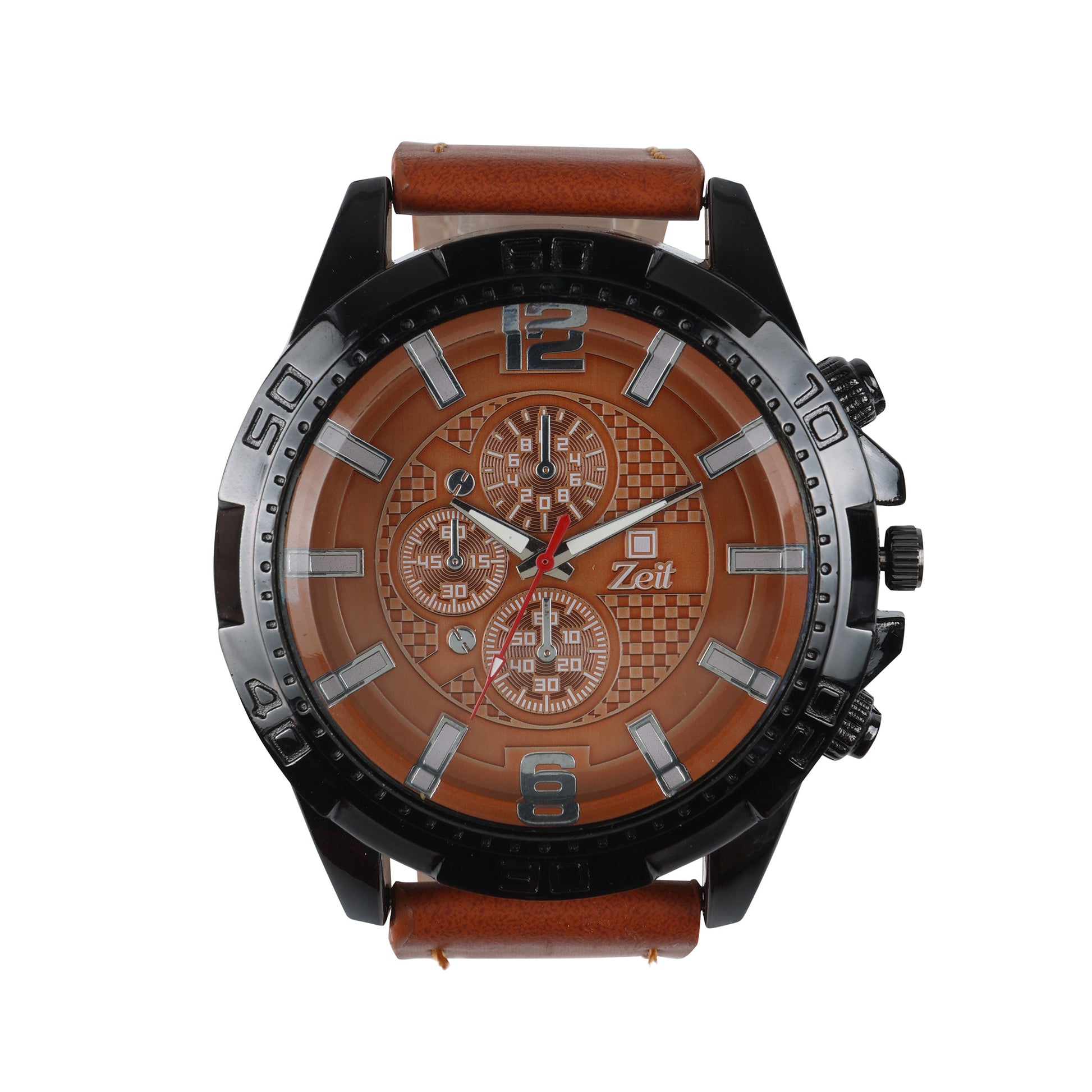 Reloj Zeit Caballero Analogo Casual Correa De Tactopiel con Simuladores en Caratula