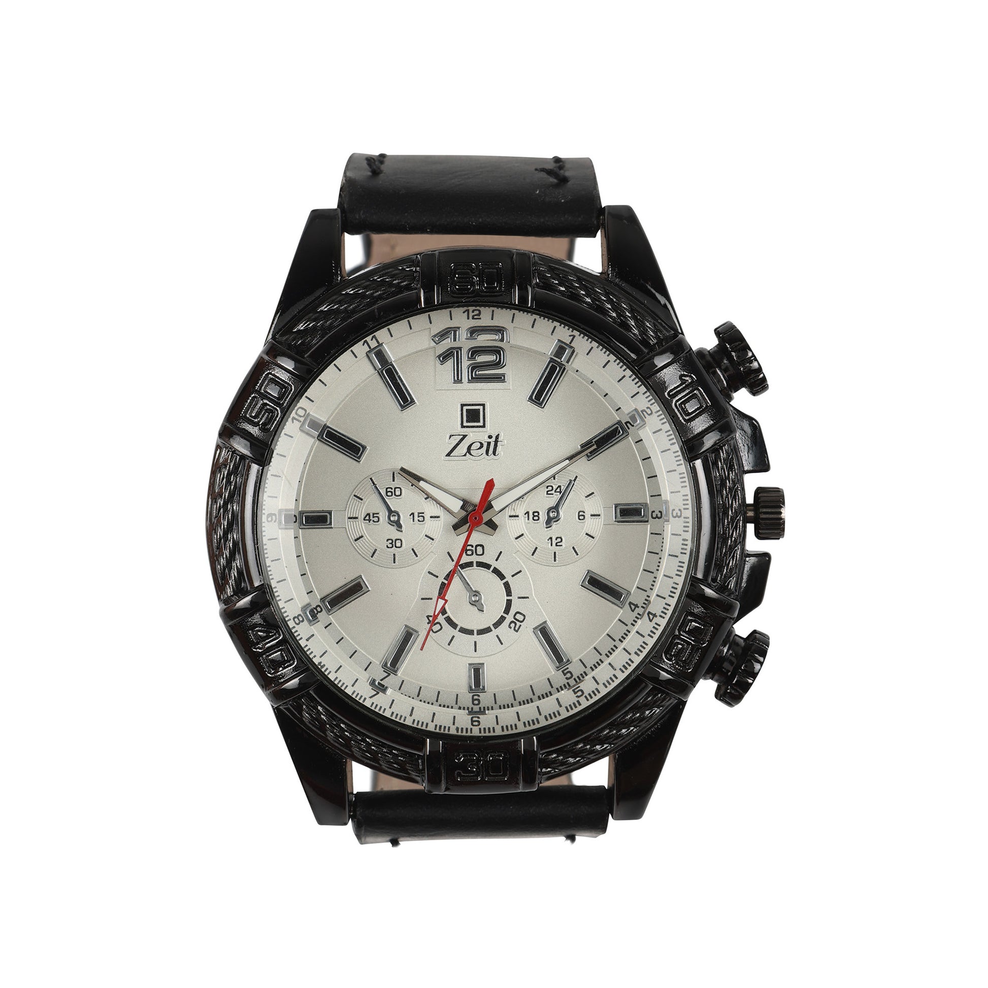 Reloj Zeit Caballero Analogo Casual Correa De Tactopiel con Simuladores en Caratula