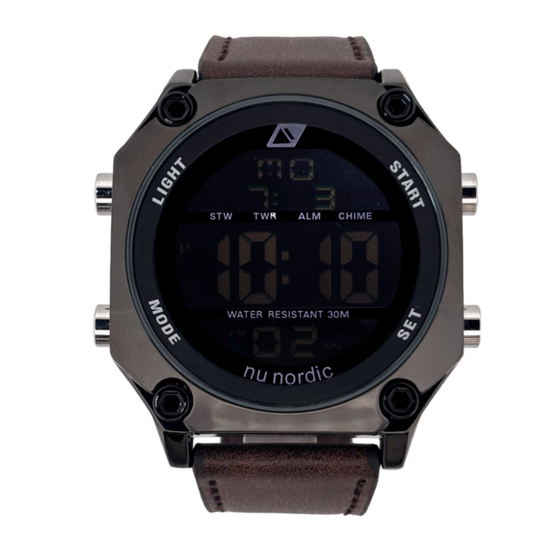 Reloj Nu Nordic Digital con Correa de Tactopiel Negra Caja Negra