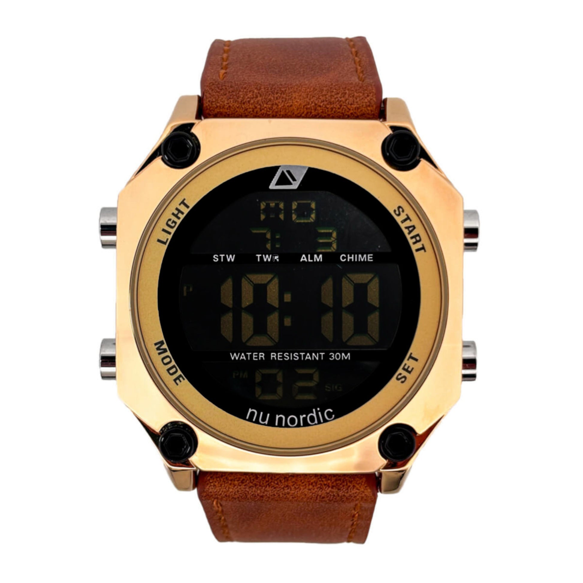 Reloj Nu Nordic Digital con Correa de Tactopiel Café