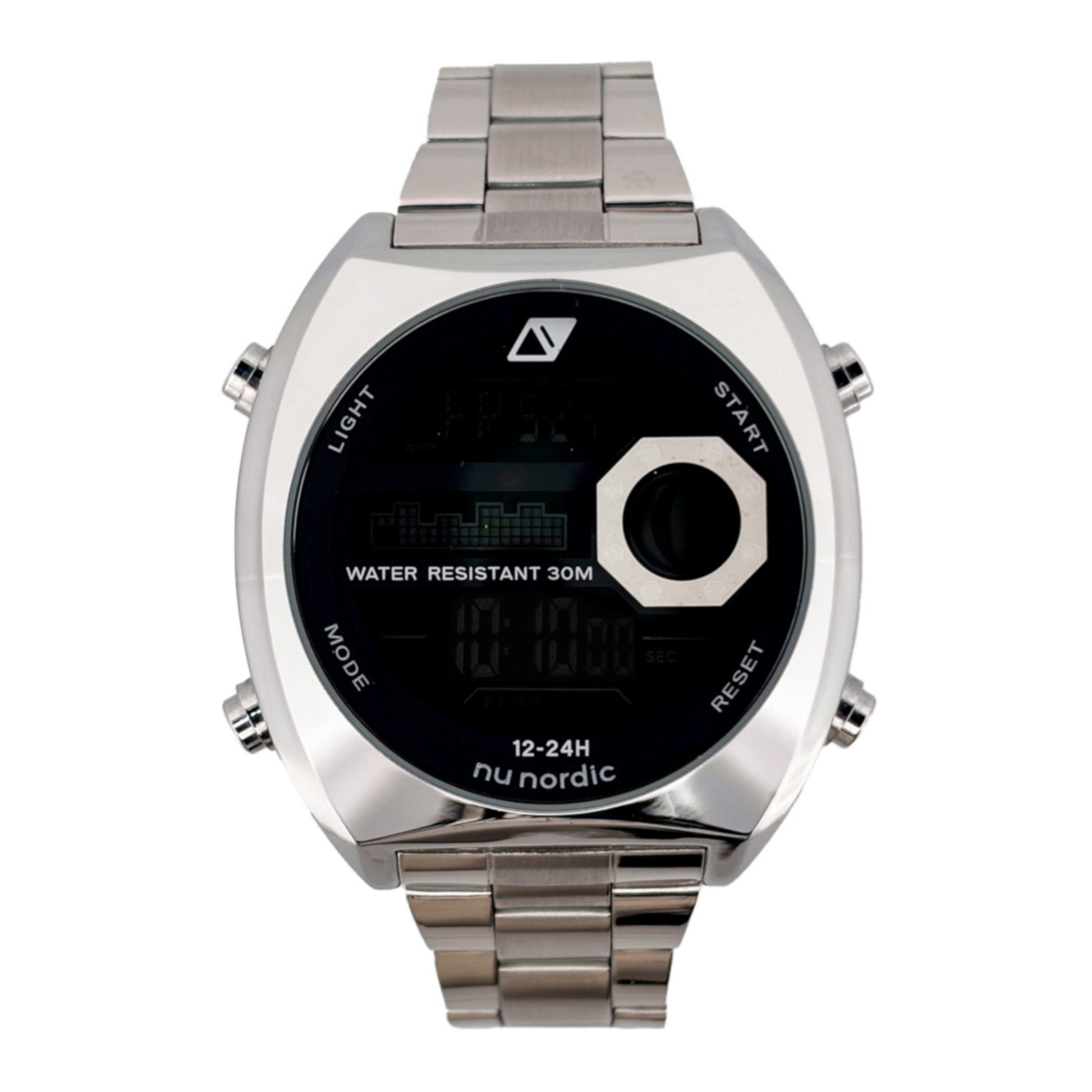 Reloj Nu Nordic Digital con Correa de Metal Plateado