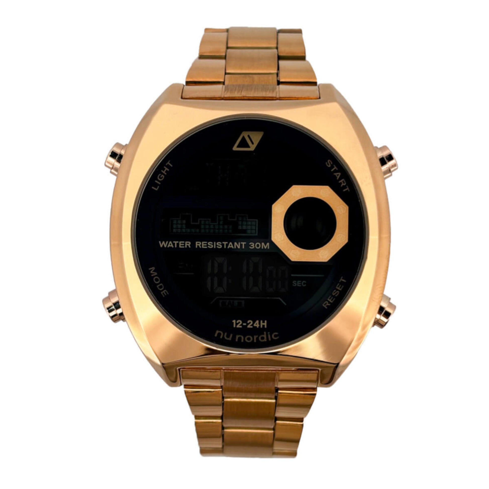Reloj Nu Nordic Digital con Correa de Metal Dorado