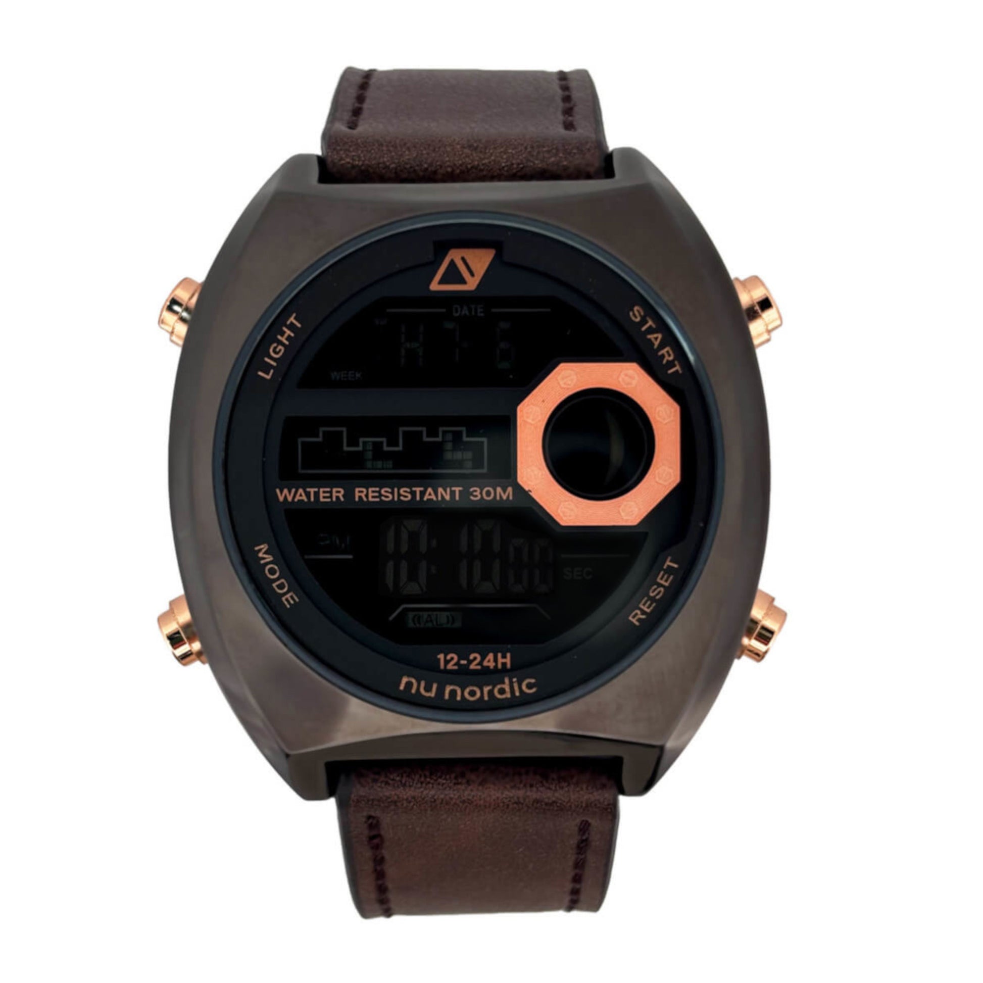 Reloj Nu Nordic Digital con Correa de Tactopiel Café