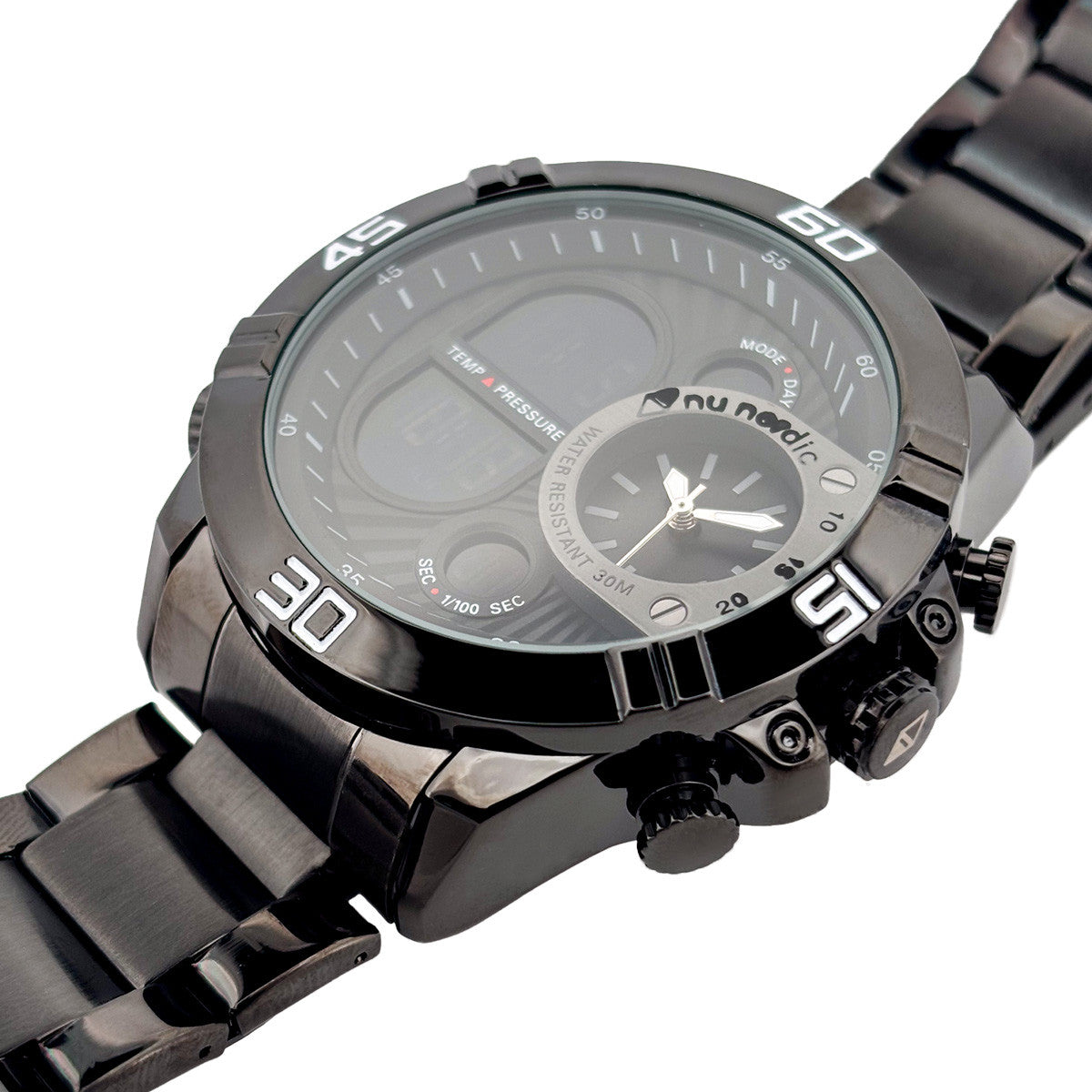 Reloj Nu Nordic Digital con Correa de Metal con Simuladores en Caratula