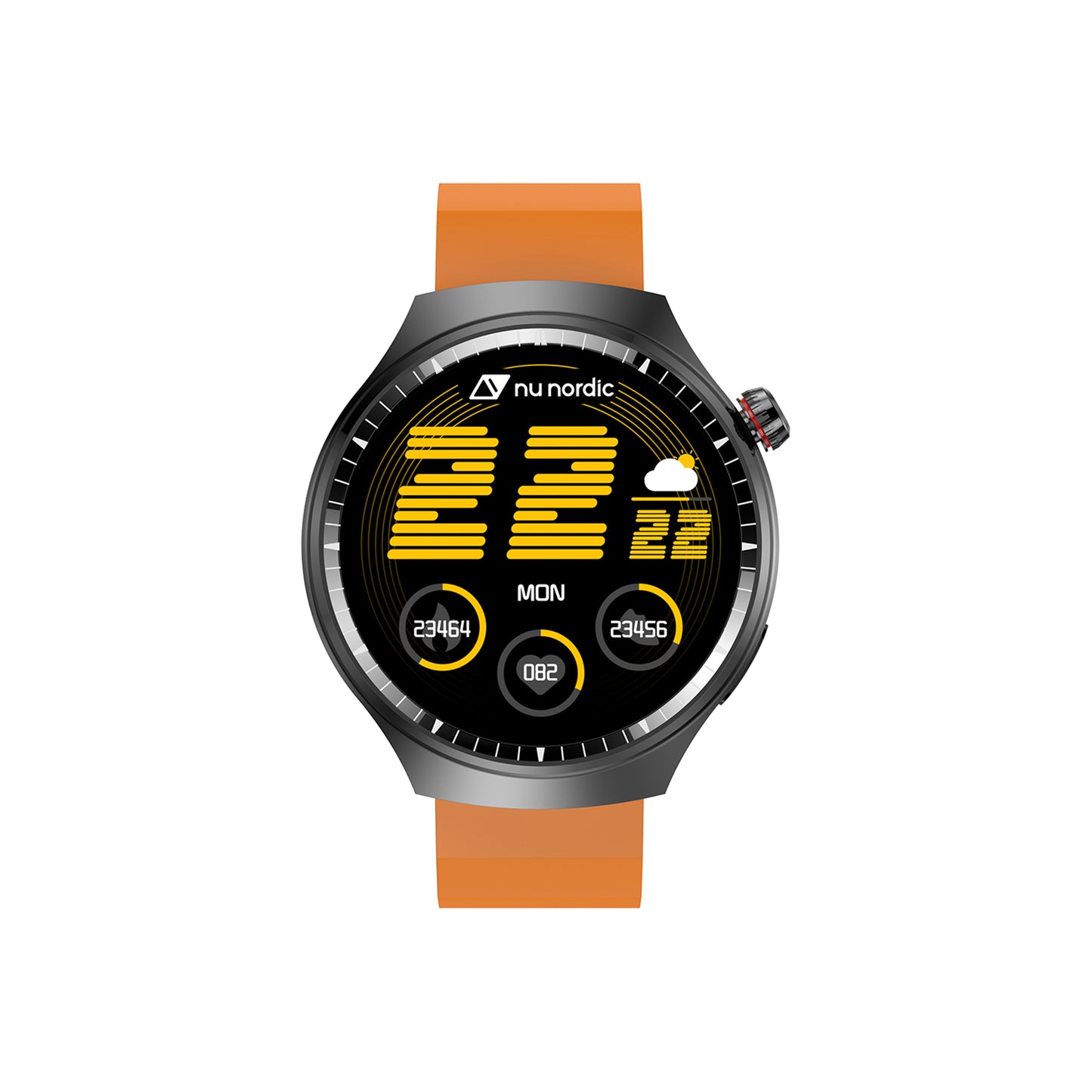 Smartwatch Nu Nordic Deportivo Para Caballero Case Negro Metálico con Correa de Silicón y Carga Inalámbrica
