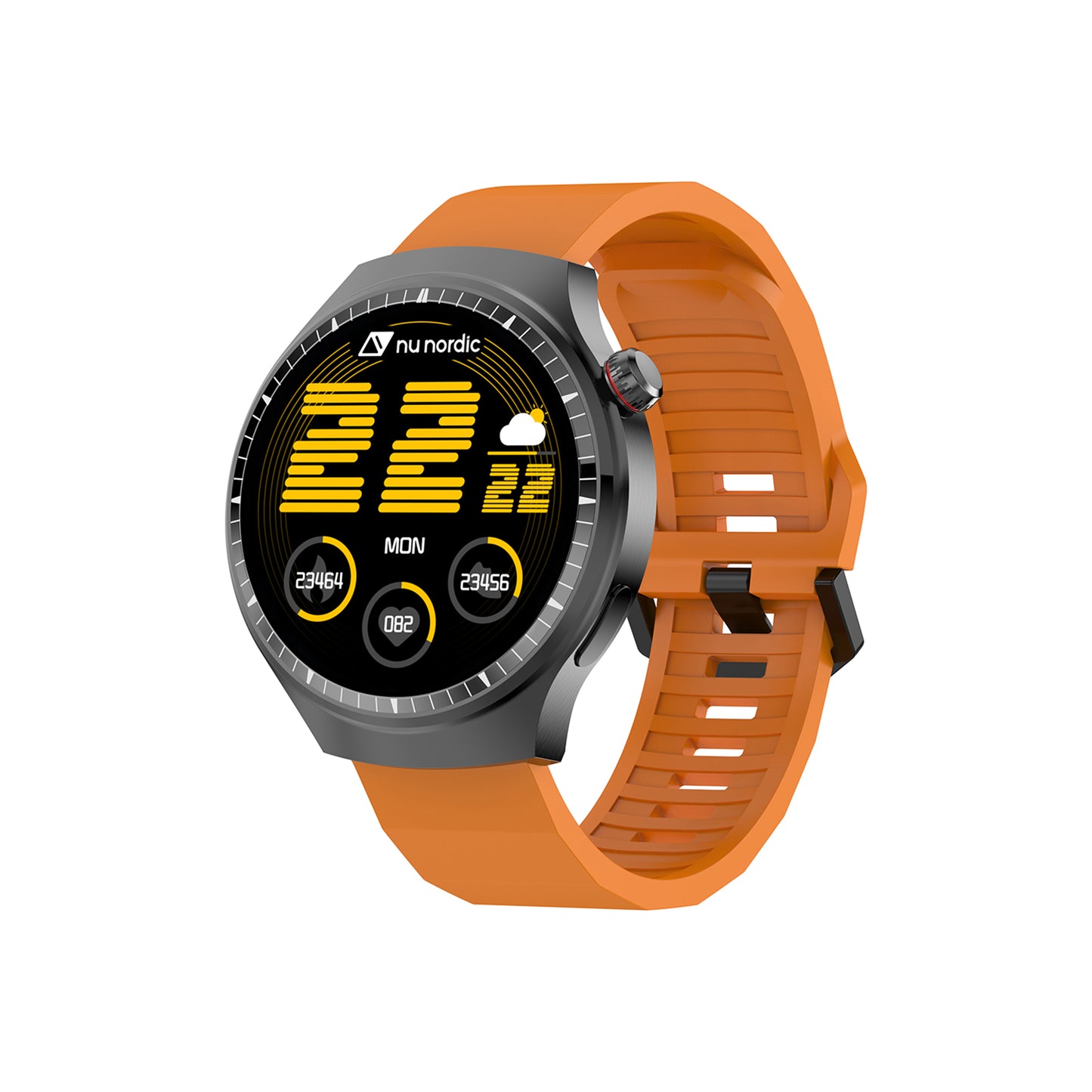 Smartwatch Nu Nordic Deportivo Para Caballero Case Negro Metálico con Correa de Silicón y Carga Inalámbrica
