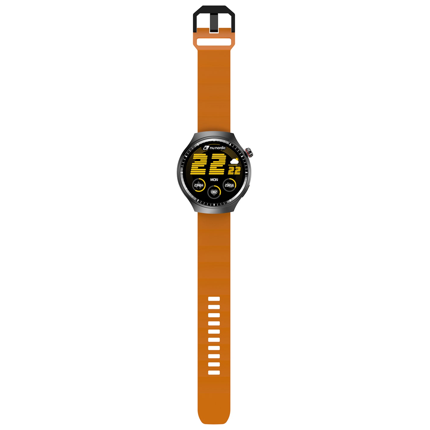 Smartwatch Nu Nordic Deportivo Para Caballero Case Negro Metálico con Correa de Silicón y Carga Inalámbrica