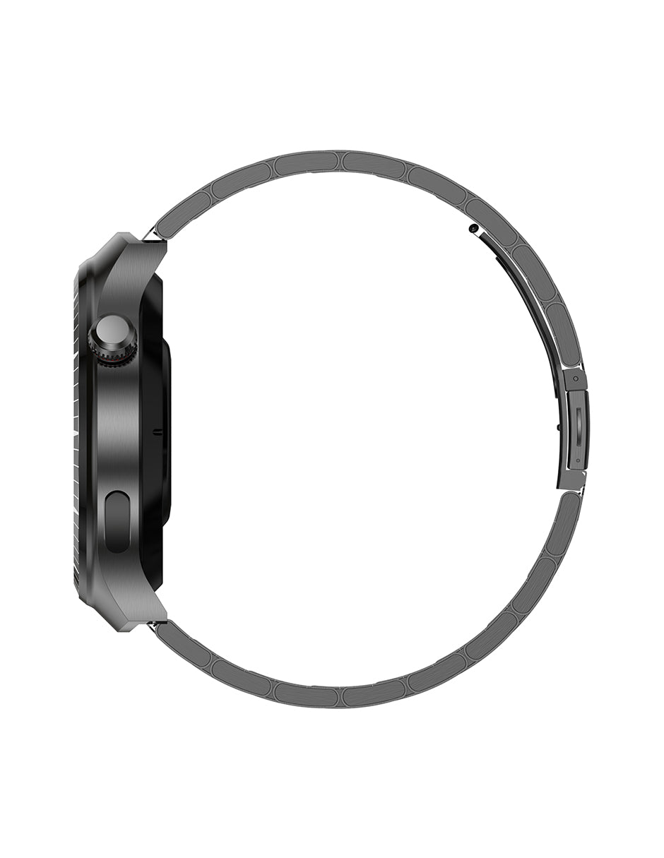 Smartwatch Nu Nordic Deportivo Para Caballero Case Negro Metálico con Correa de Silicón y Carga Inalámbrica
