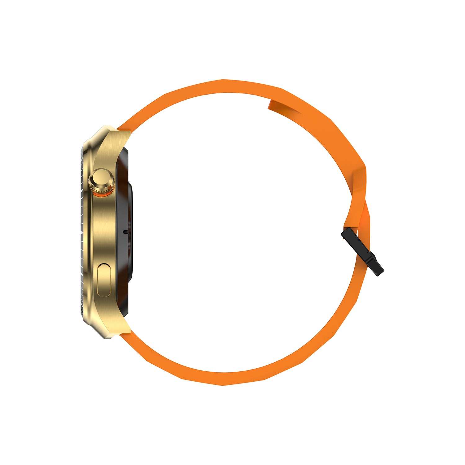 Smartwatch Nu Nordic Deportivo Para Caballero Case Dorado con Correa de Silicón Naranja y Carga Inalámbrica
