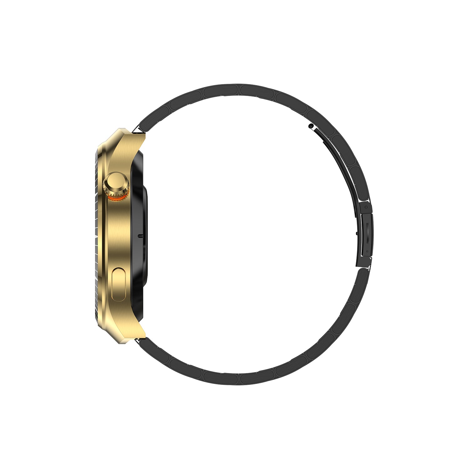 Smartwatch Nu Nordic Deportivo Para Caballero Case Dorado con Correa de Silicón Naranja y Carga Inalámbrica