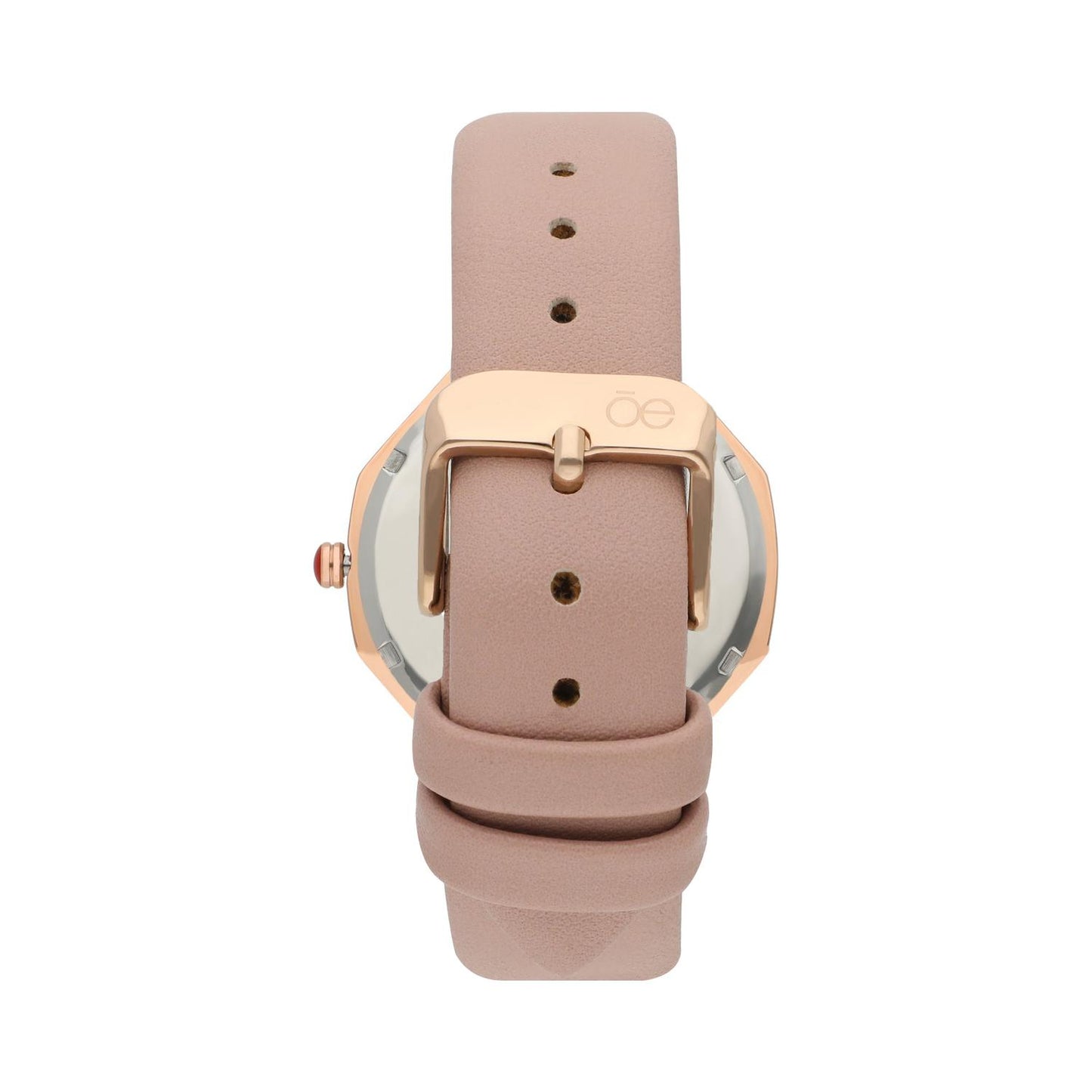 Reloj Cloe análogo para dama color beige con doble carátula y extensible de tacto piel