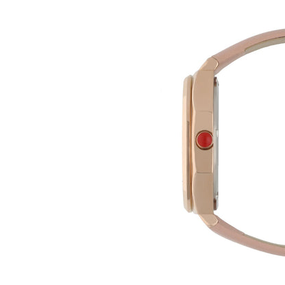 Reloj Cloe análogo para dama color beige con doble carátula y extensible de tacto piel