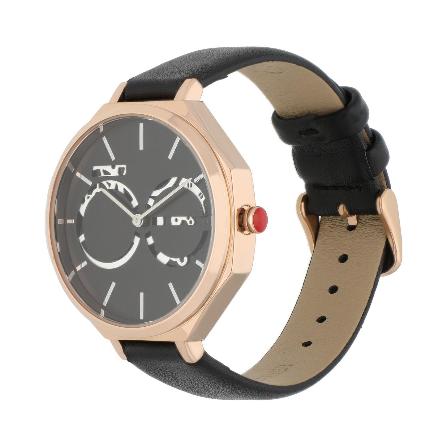 Reloj Cloe análogo para dama color beige con doble carátula y extensible de tacto piel