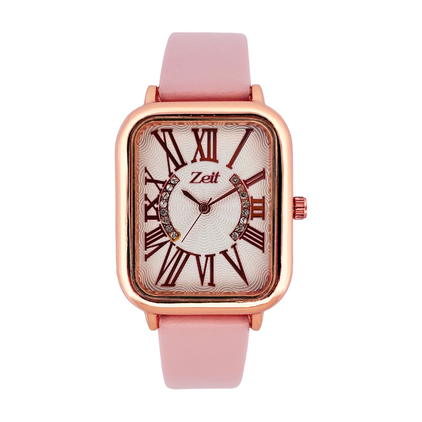 Reloj Zeit Análogo para Dama con Correa de Tacto Piel Color Rosa y Carátula Blanca