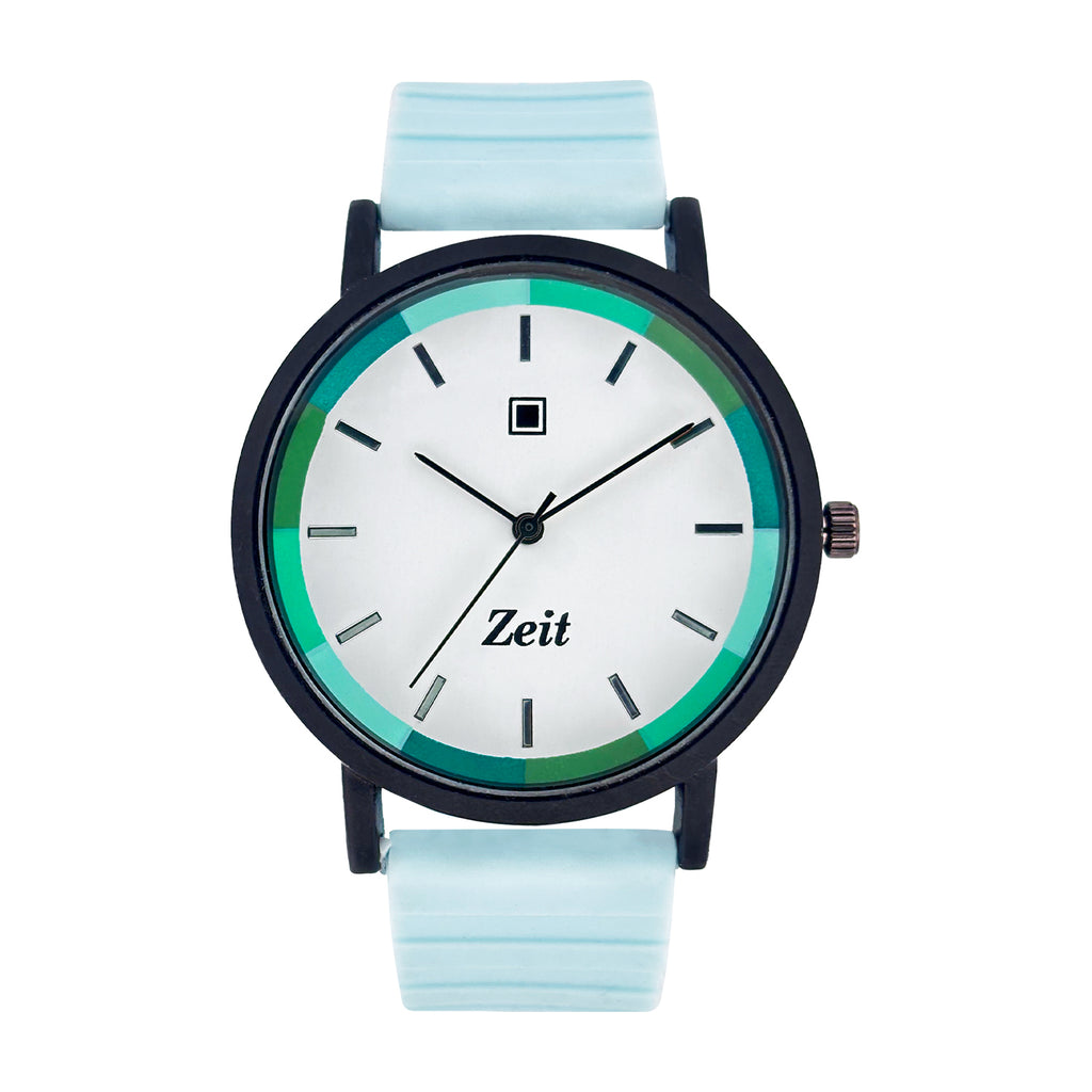Reloj Zeit Análogo para Dama con Correa de Silicon y Bisel Negro