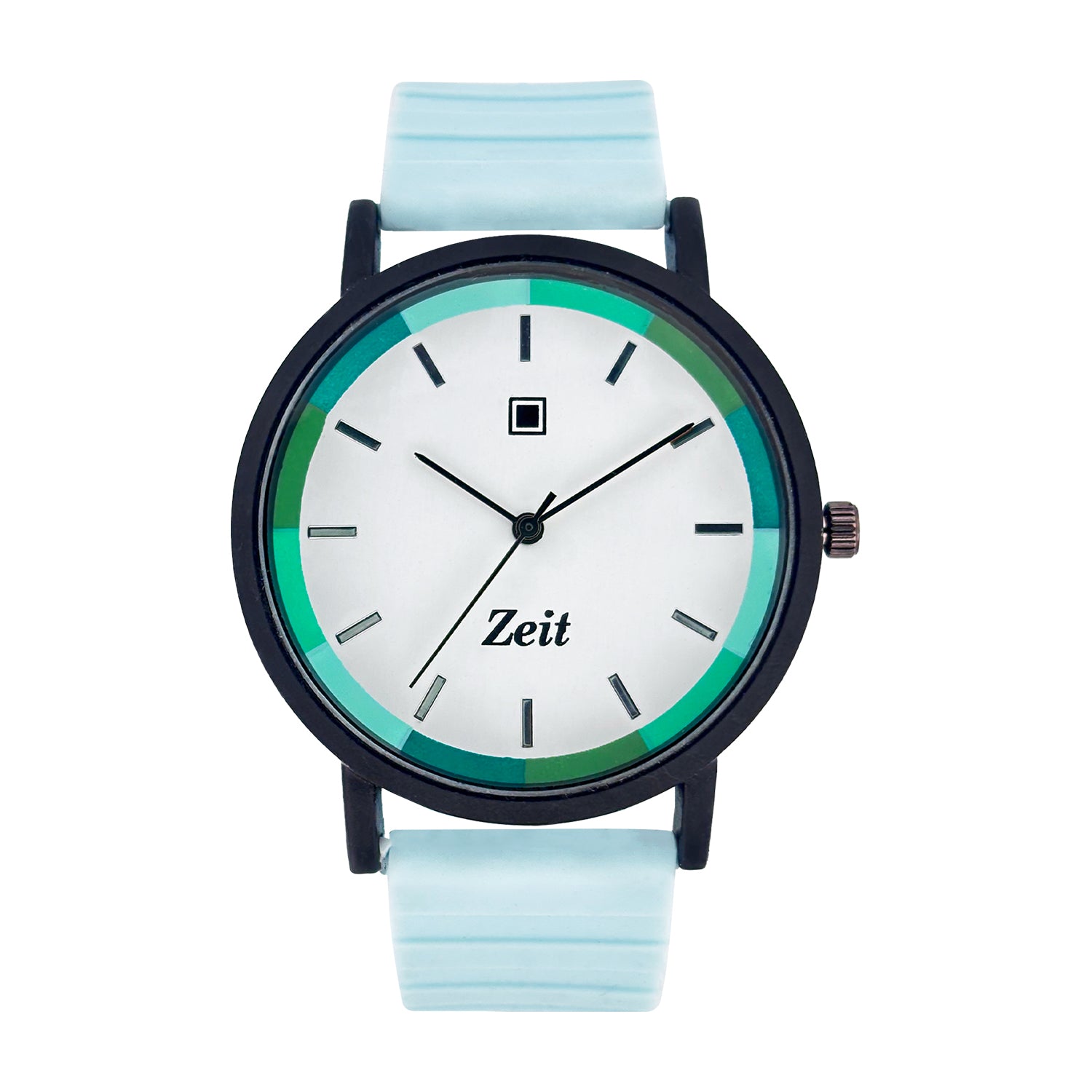 Reloj Zeit Análogo para Dama con Correa de Silicon y Bisel Negro