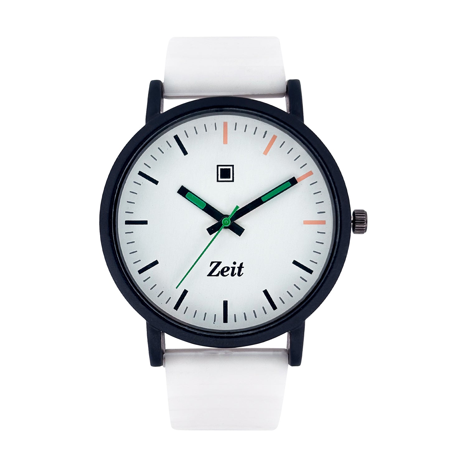 Reloj Zeit Análogo para Dama con Correa de Silicon y Bisel Negro