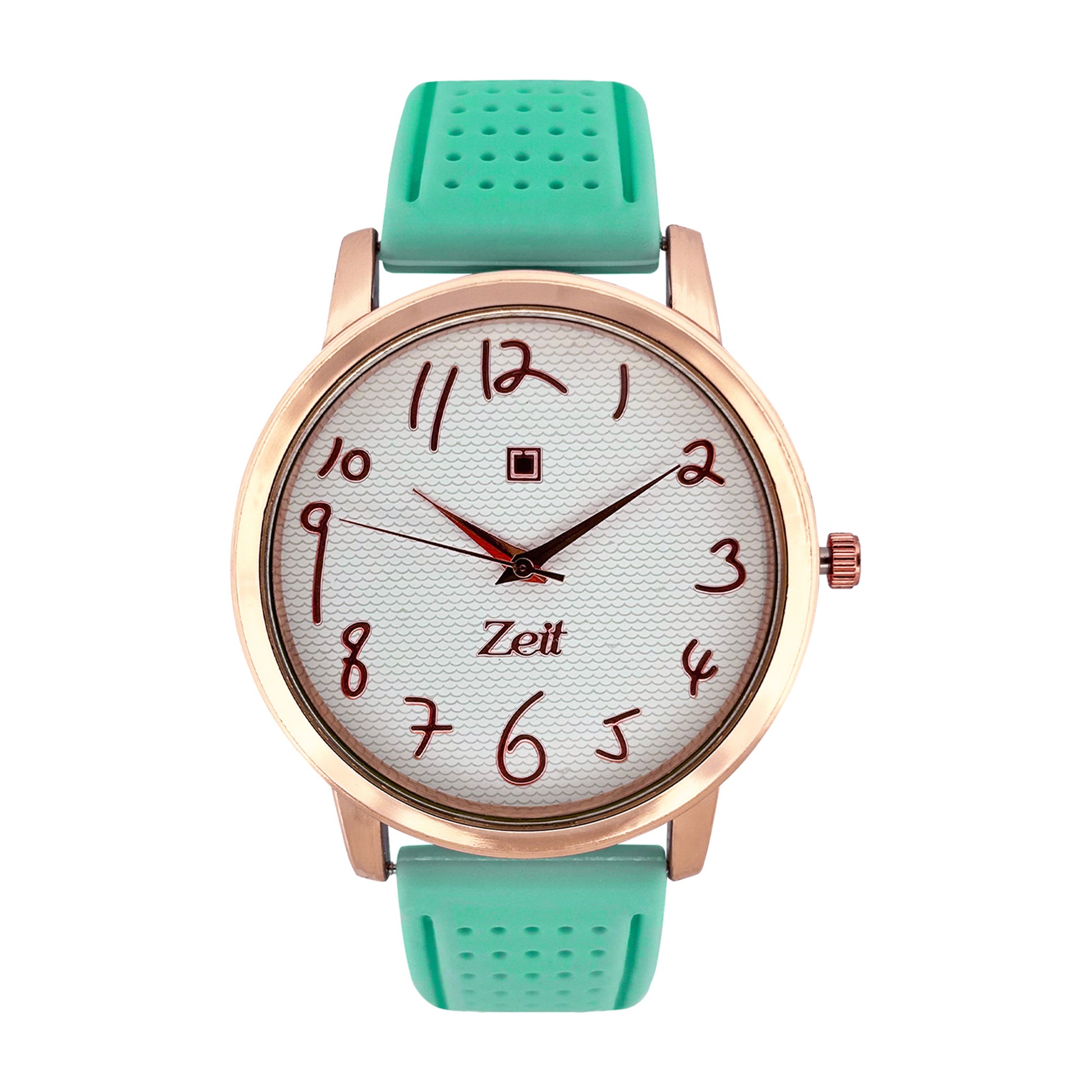Reloj Zeit Analogo para Dama con Correa de Silicon y Textura de Puntos