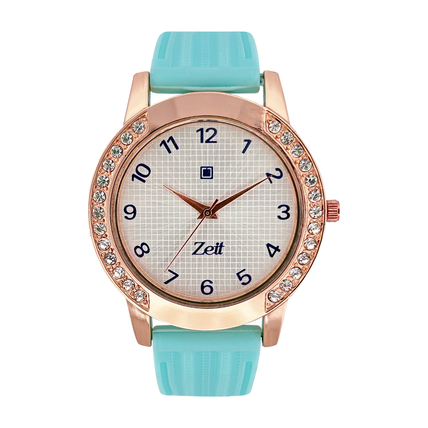 Reloj Zeit Analogo para Dama con Correa de Silicon y Caratula Patron de Malla