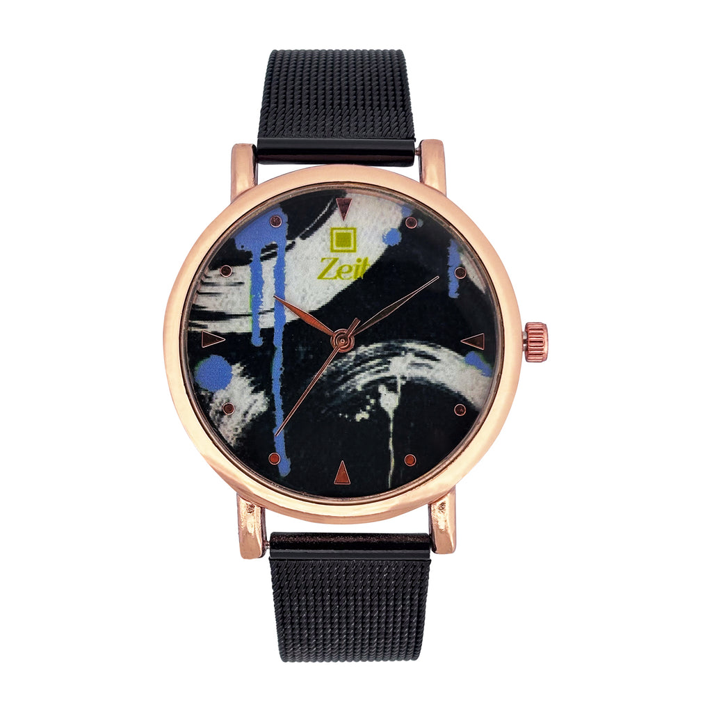 Reloj Zeit Dama Analogo Correa de Mesh y Diseño de Pintura en Caratula