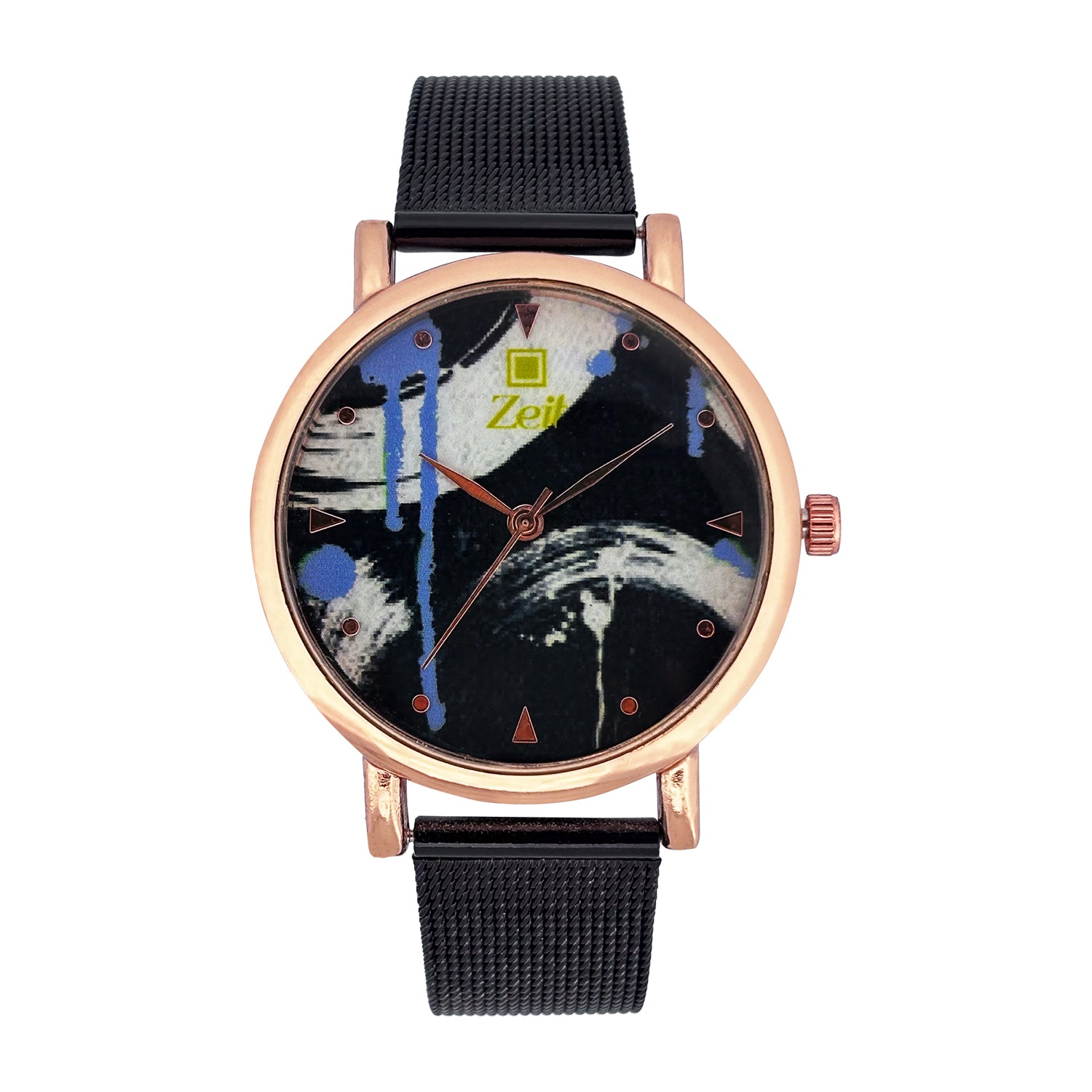 Reloj Zeit Dama Analogo Correa de Mesh y Diseño de Pintura en Caratula