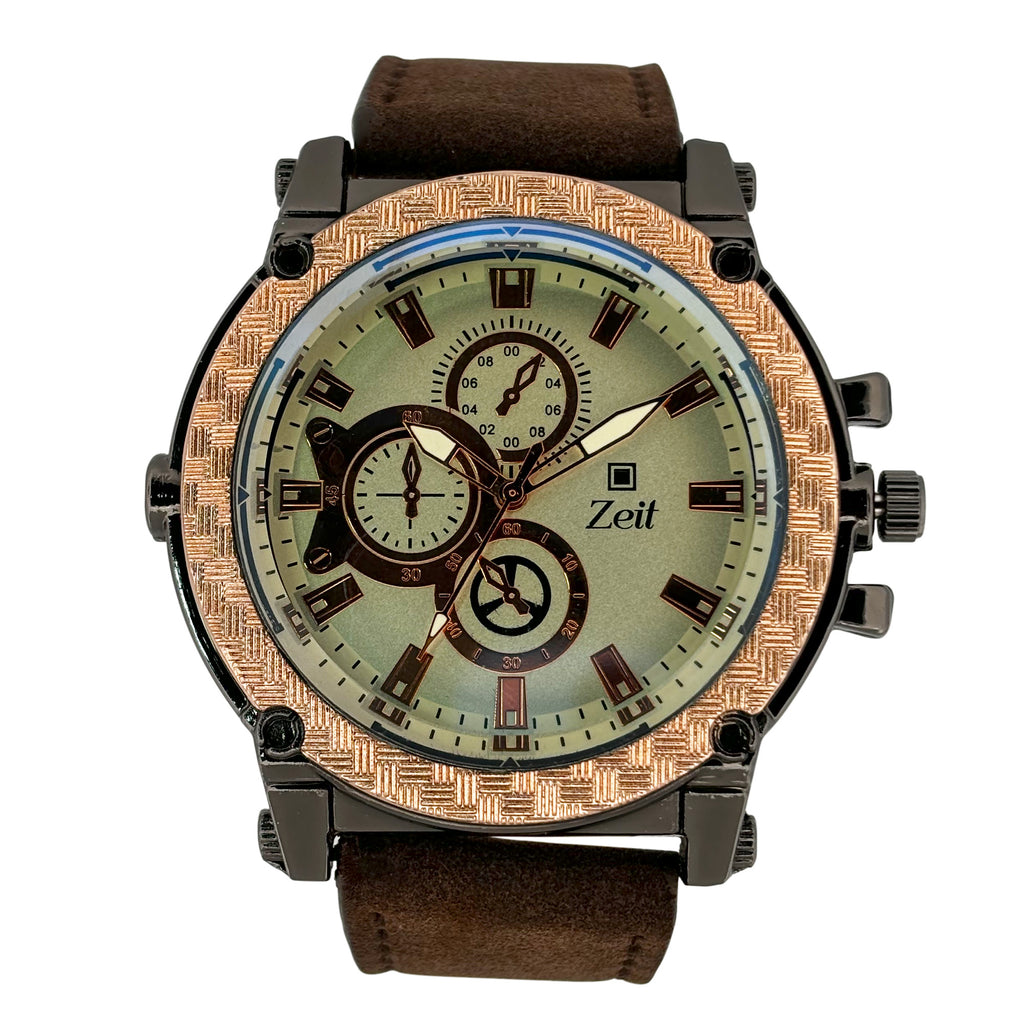 Reloj Zeit Analogo Casual Correa De Tacto Piel para Caballero similador en Biselk
