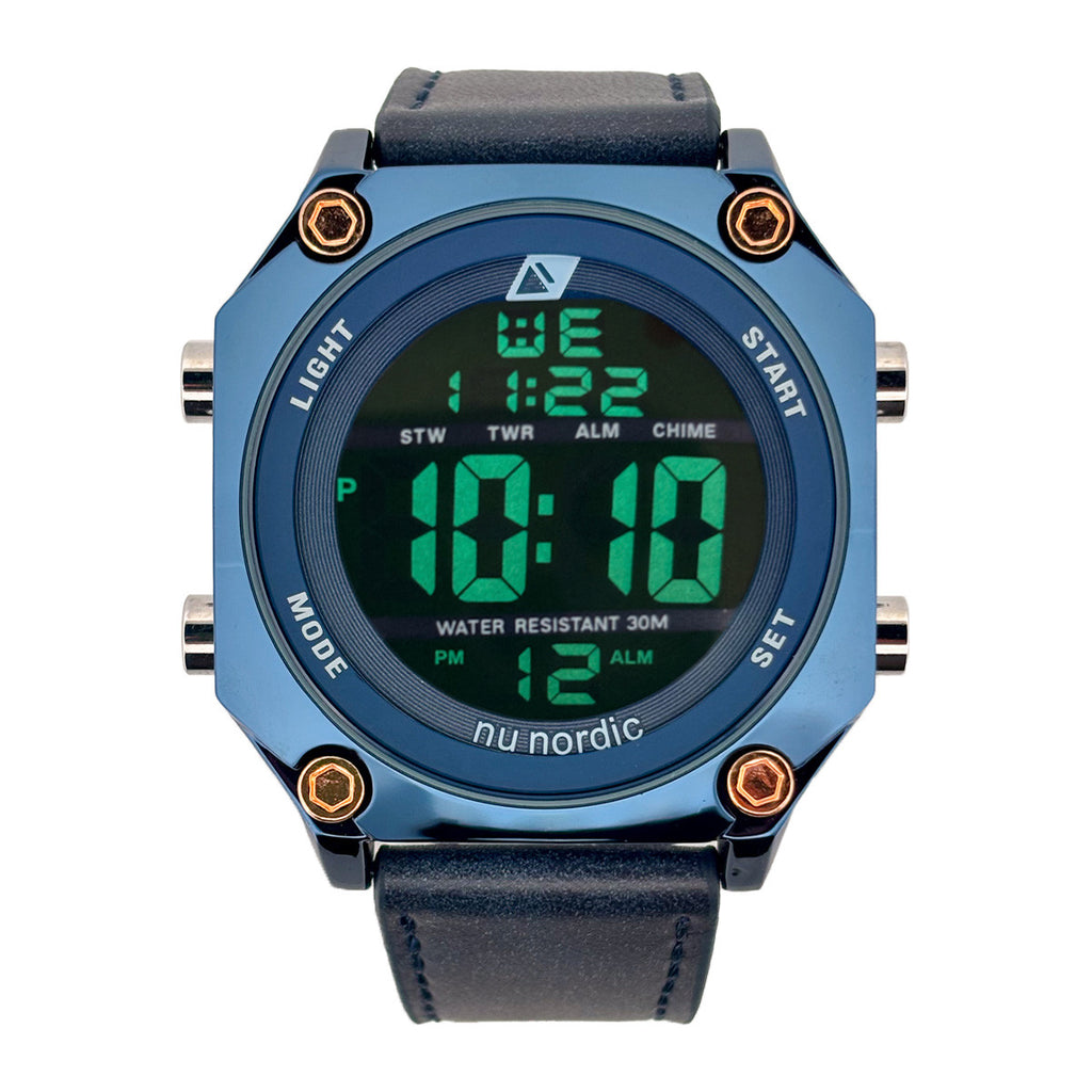 Reloj Nu Nordic Digital con Correa de Tactopiel Azul