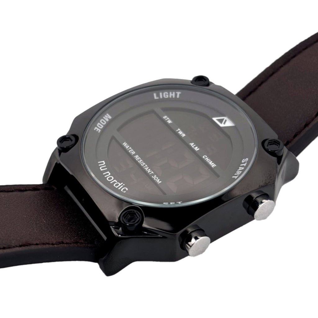 Reloj Nu Nordic Digital con Correa de Tactopiel Negra Caja Negra