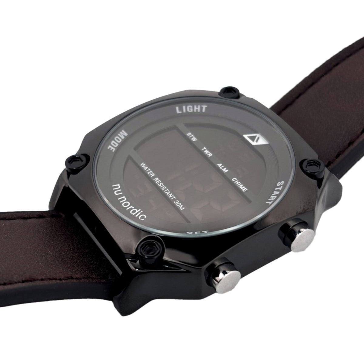 Reloj Nu Nordic Digital con Correa de Tactopiel Negra Caja Negra