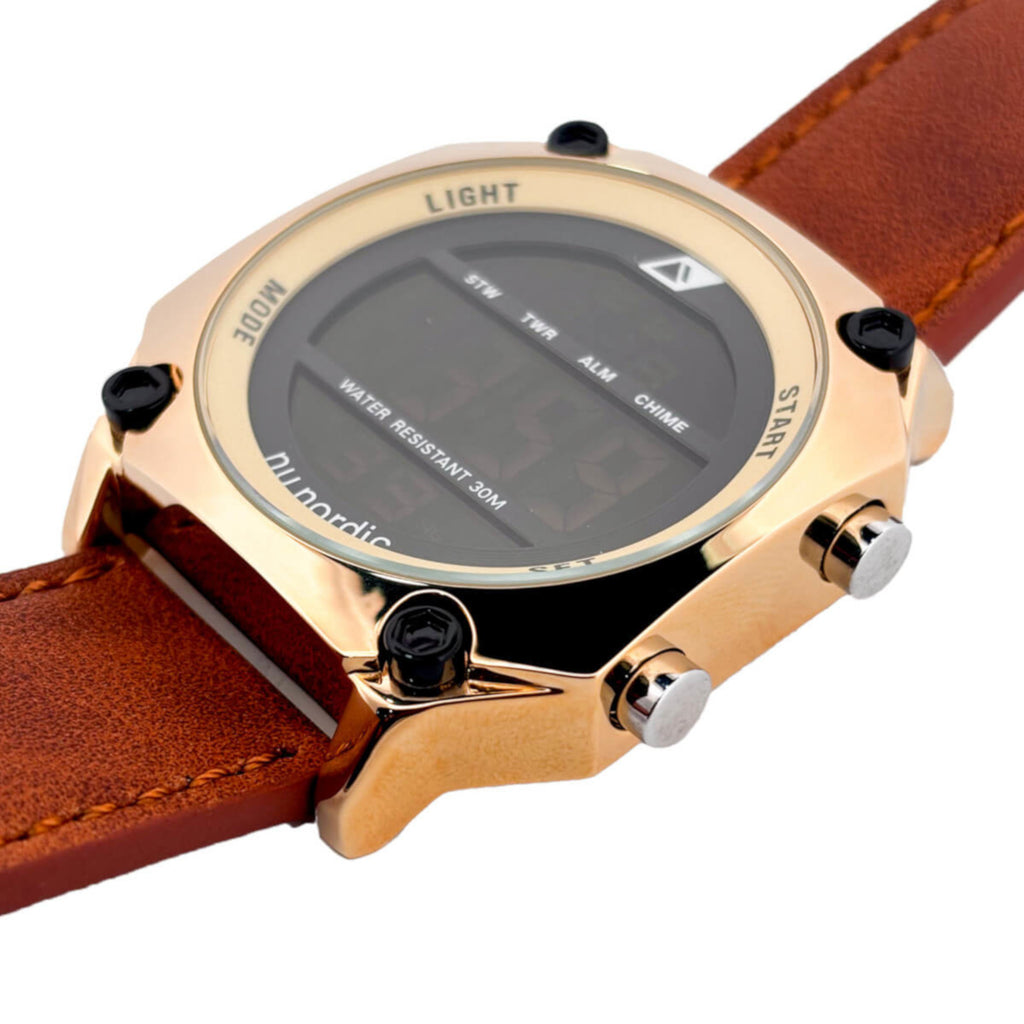 Reloj Nu Nordic Digital con Correa de Tactopiel Café