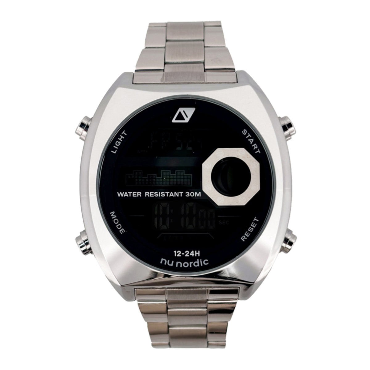 Reloj Nu Nordic Digital con Correa de Metal Plateado